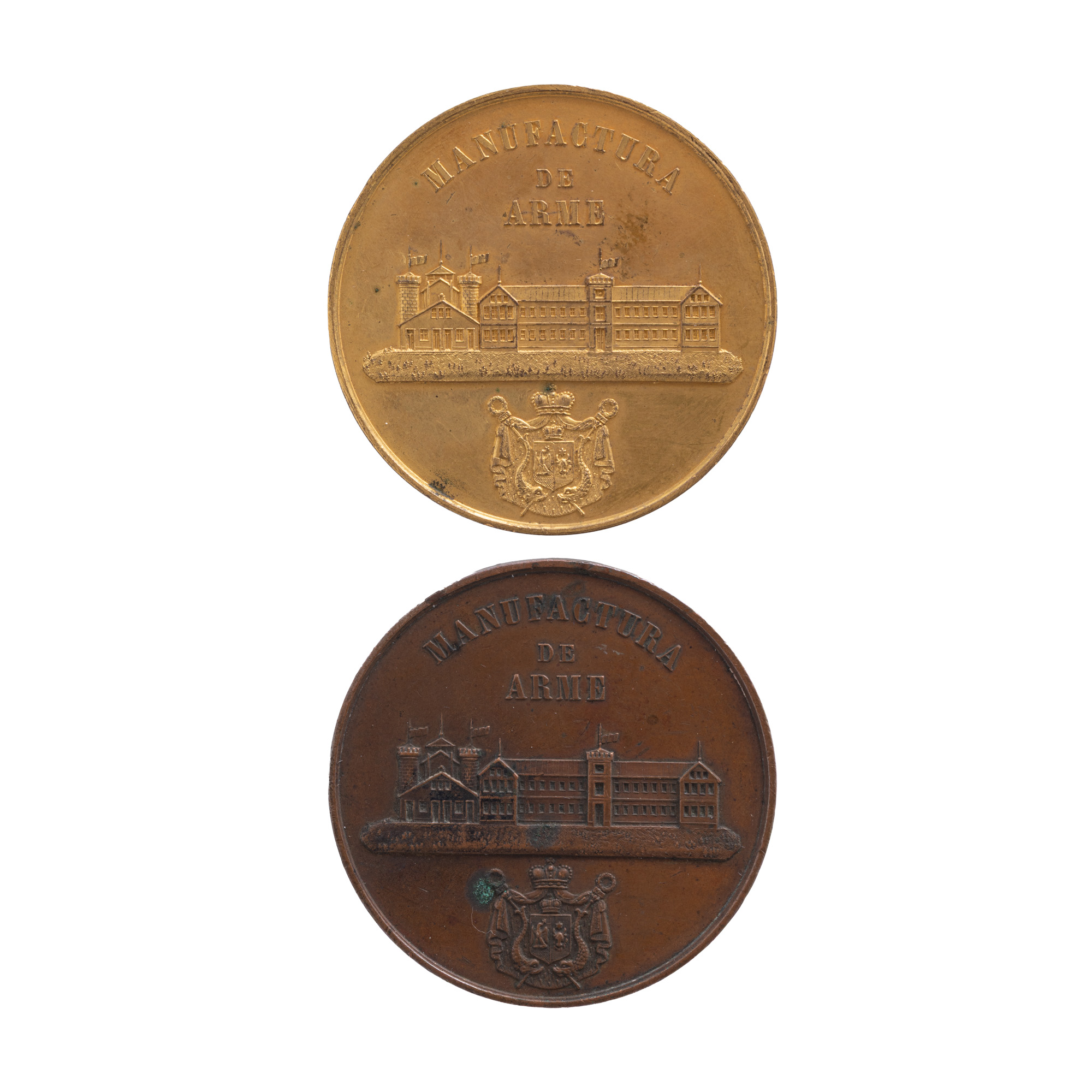 Lot format din două medalii ”Manufactura de arme”, 1863