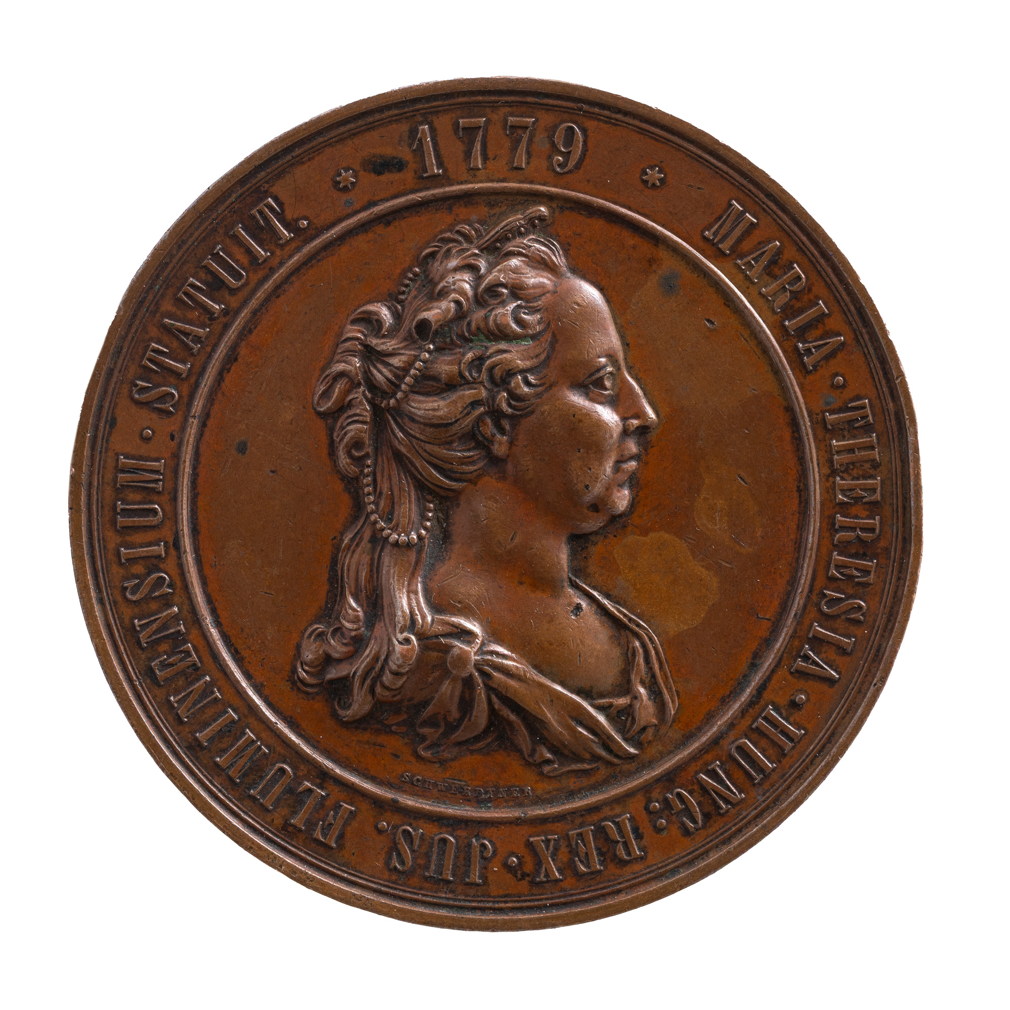 Medalie ”Centenarul anexării orașului Fiume 1779-1879”, gravor Johann Schwerdtner, 1879