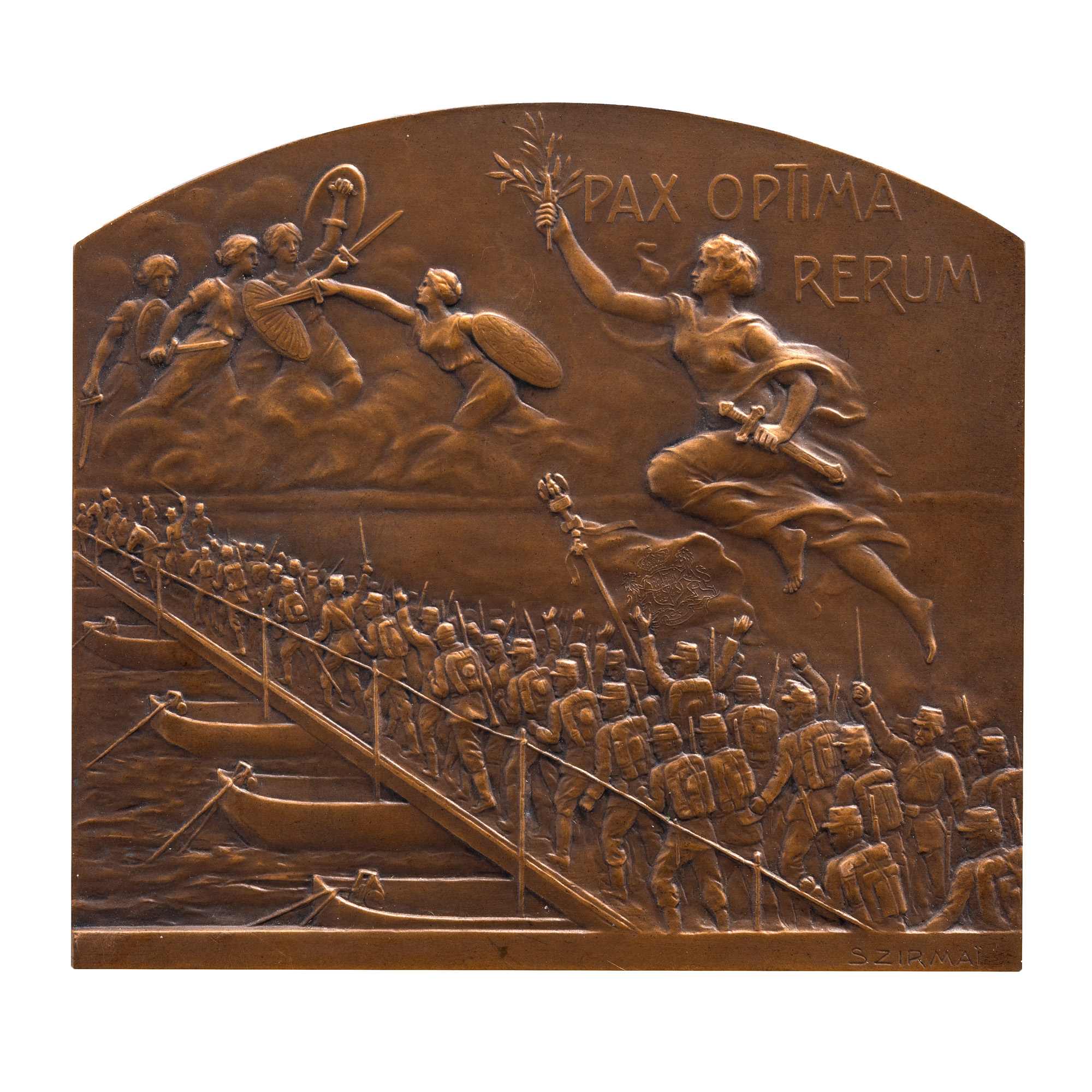 Excepțională plachetă ”Pacea de la București 1913”, gravor Tony Szirmai, 1913