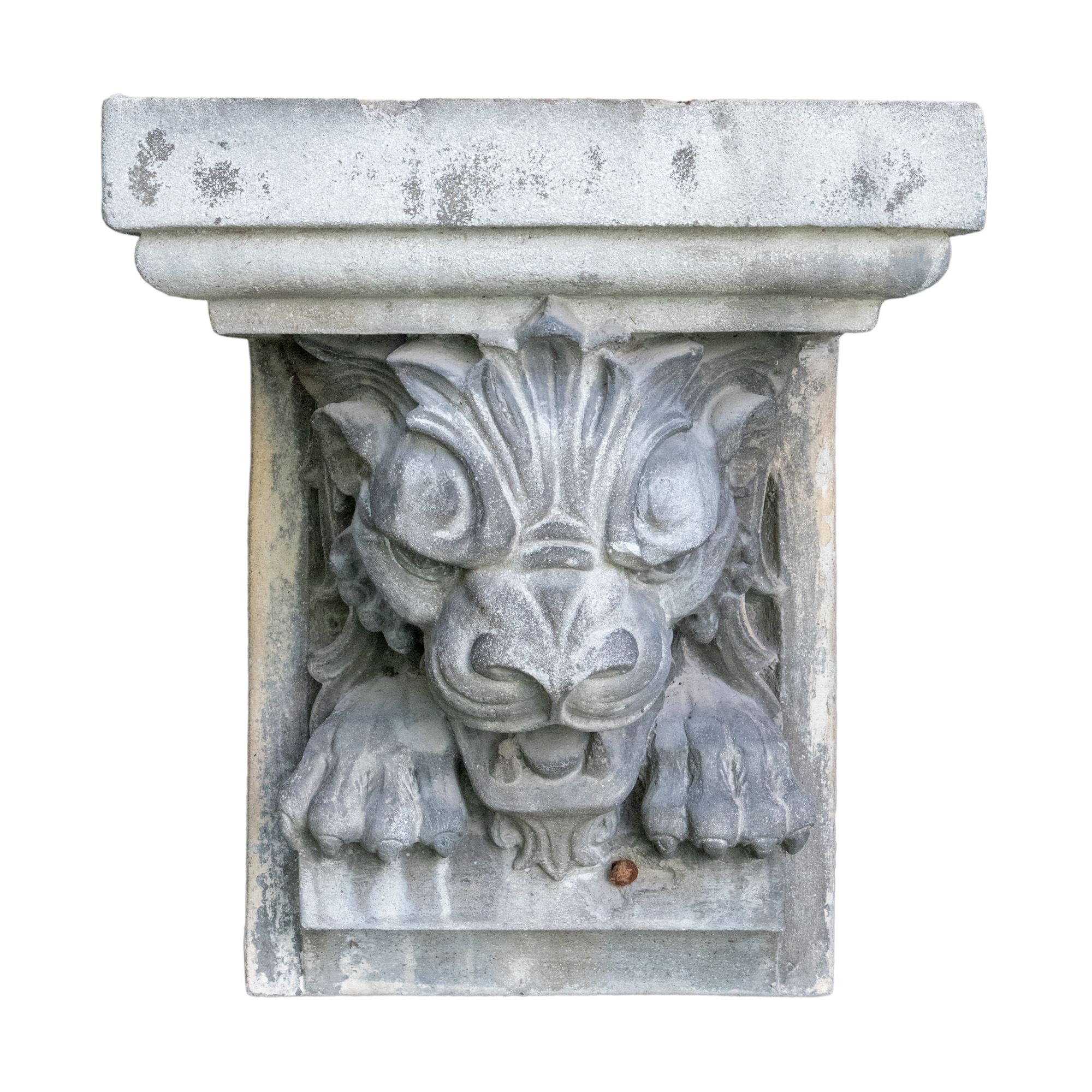 Ornament arhitectural realizat sub formă de leu, decora fațada casei Becker din cartierul Uranus