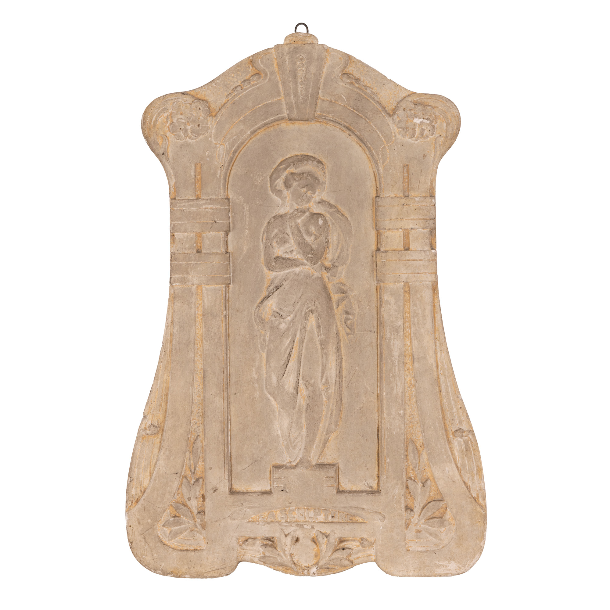 Model pentru un basorelief pentru proiectul Muzele Artei, înfățisând-o pe muza Sculptura