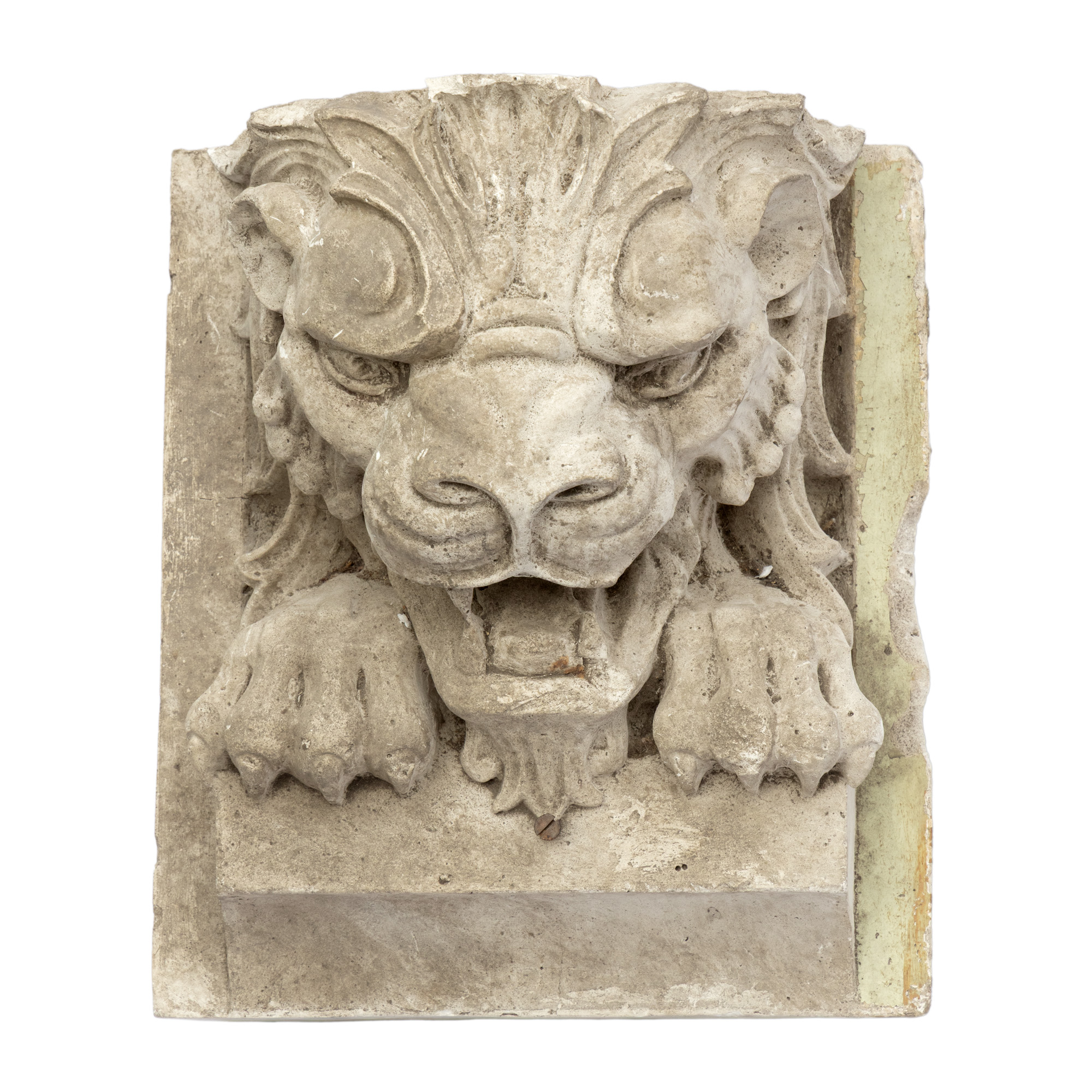 Ornament arhitectural realizat sub formă de leu, decora fațada casei Becker din cartierul Uranus