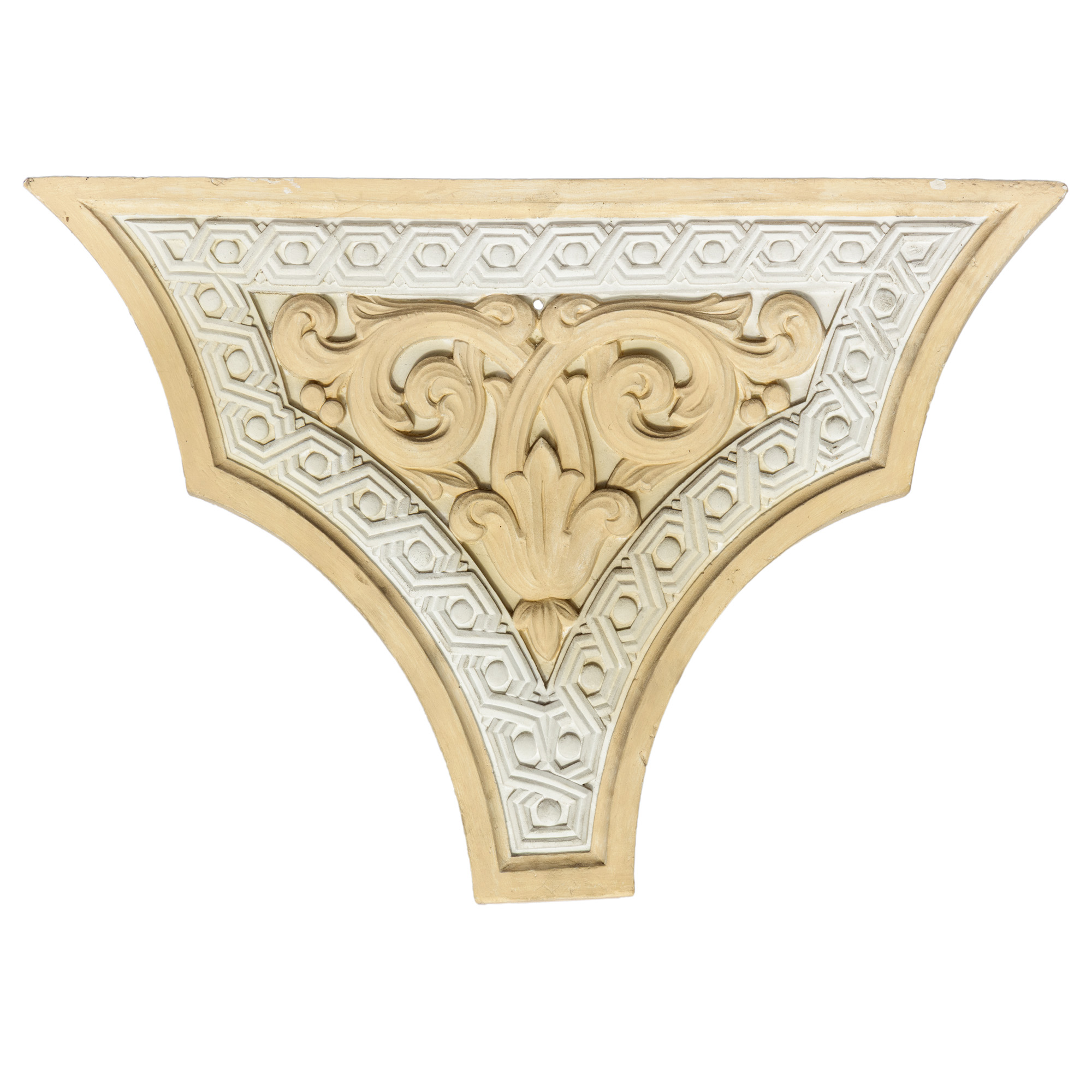 Neo-Romanian style architectural ornament, decorated with stylized vegetal elements and meanders