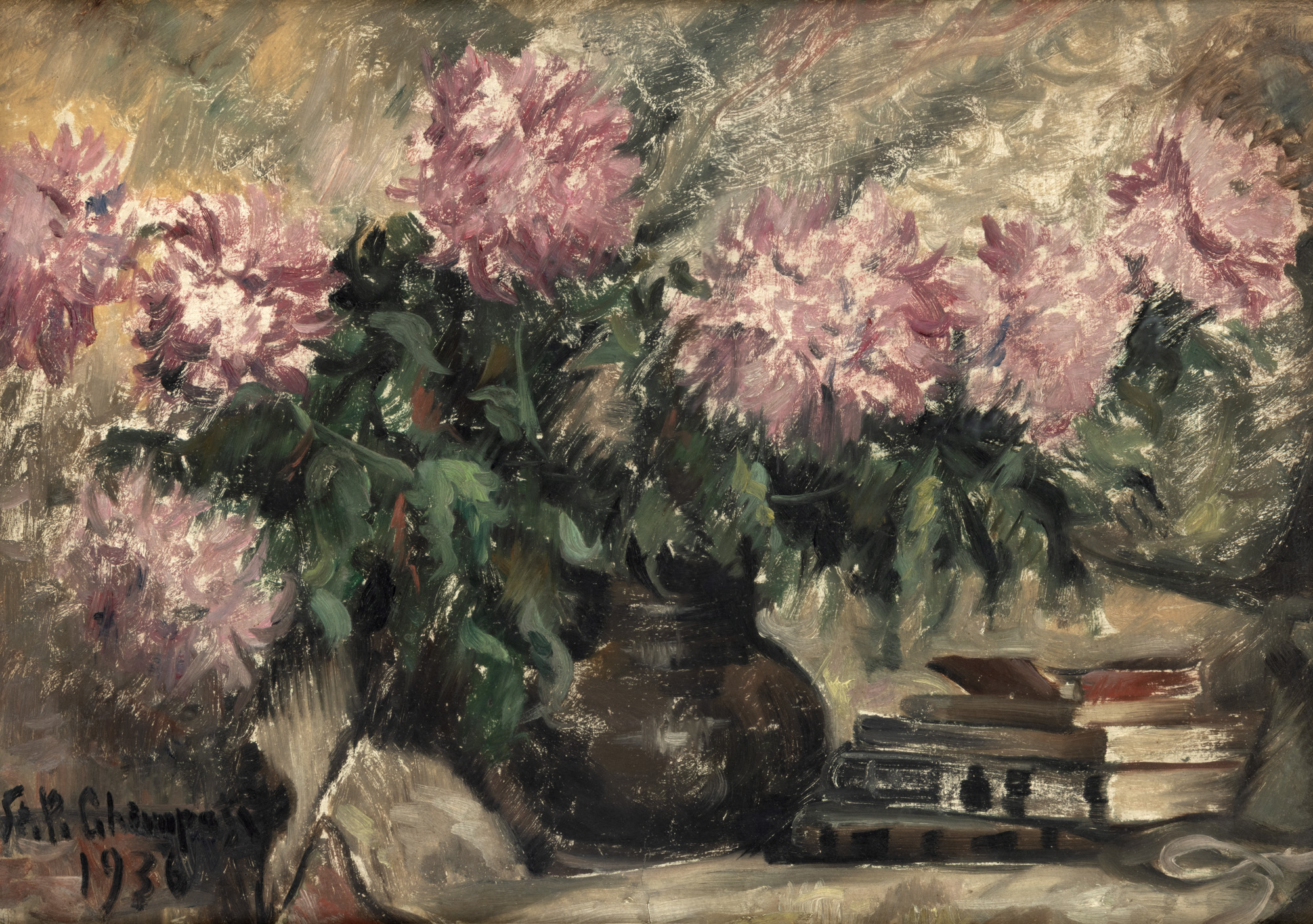 Still Life with Peonies and Books