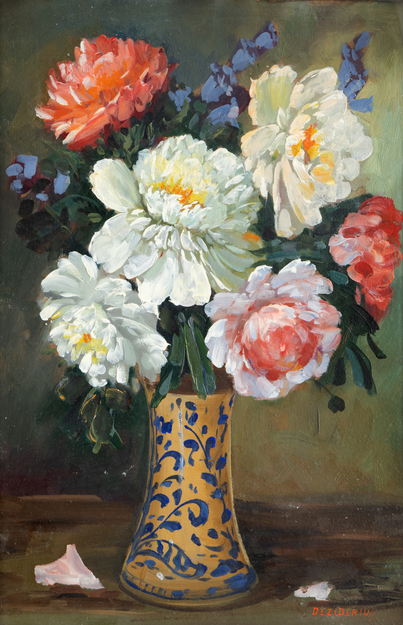 Peonies and Bluebells