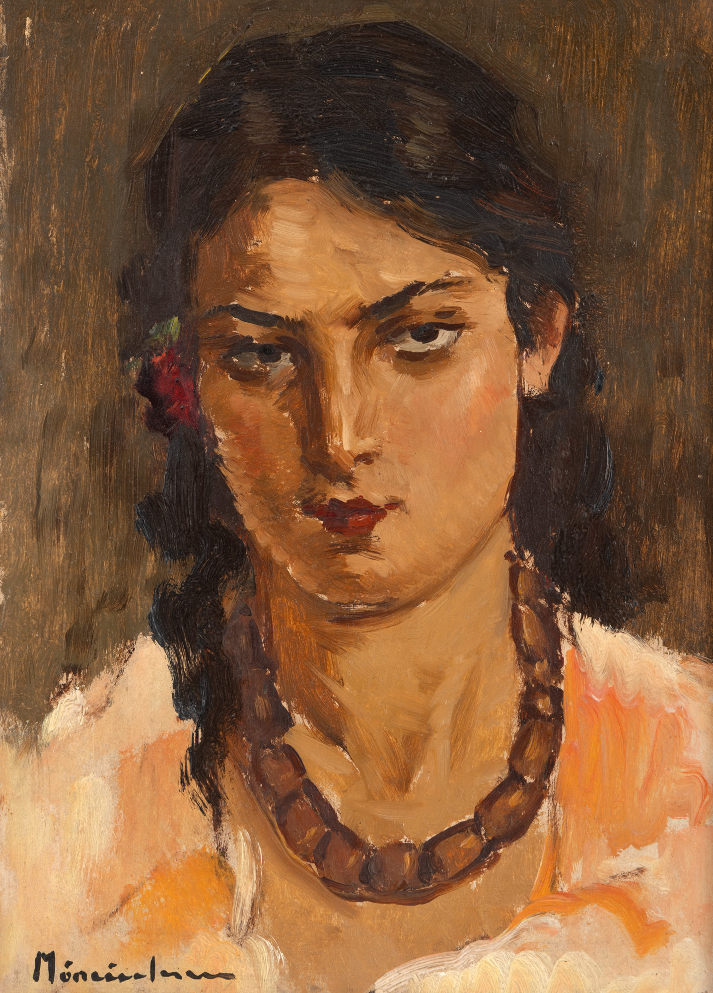 Young Woman with Red Beads