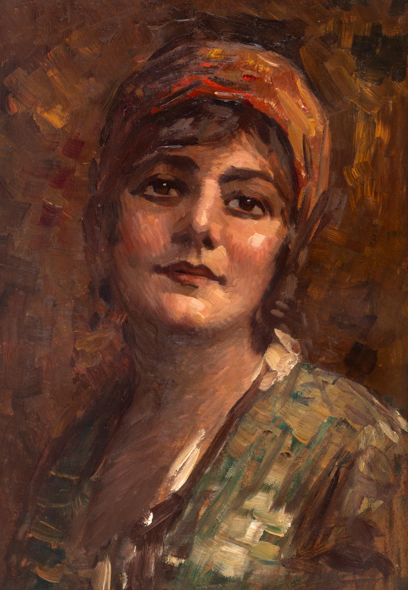 Peasant Girl with Red Headscarf