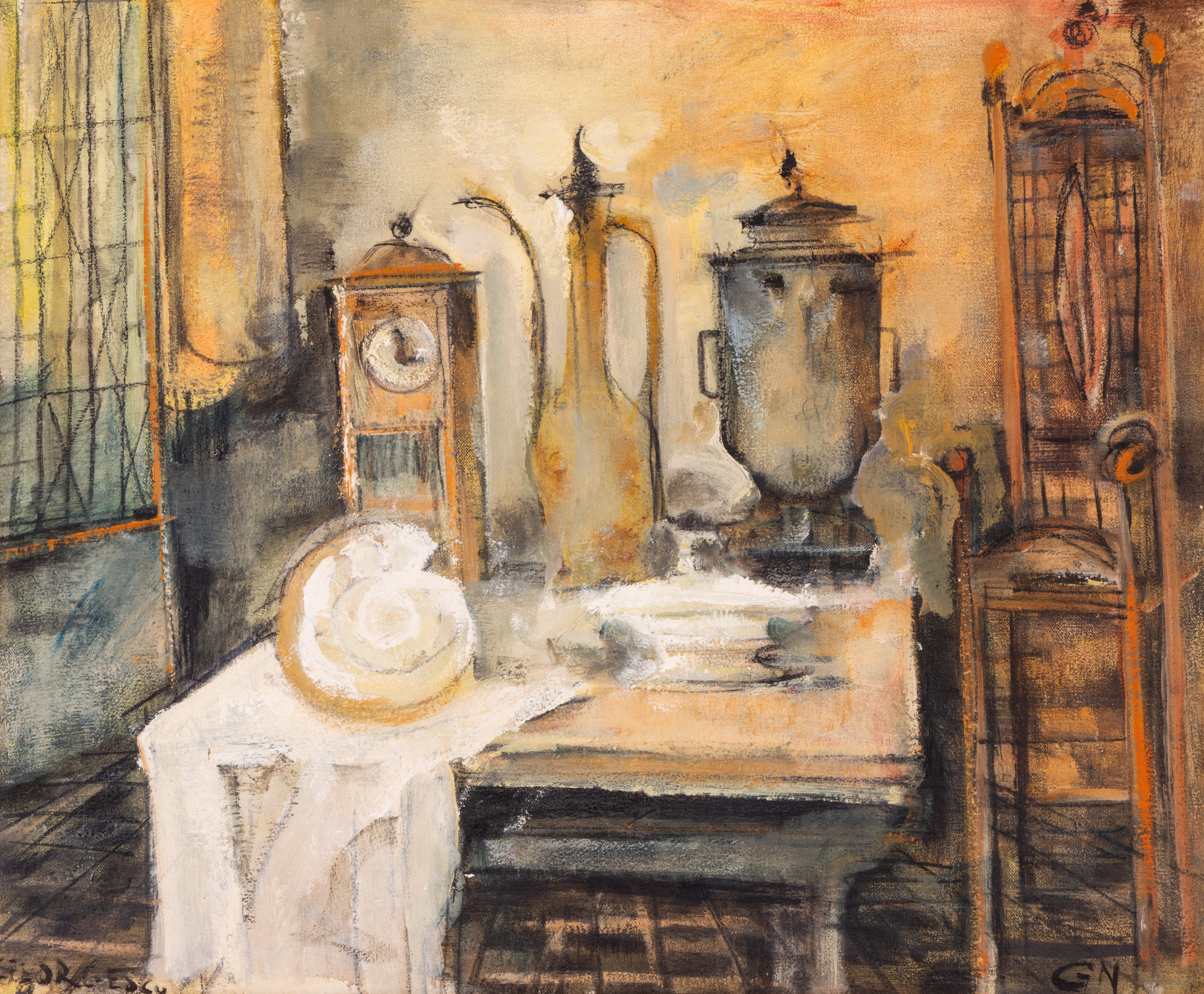 Still Life with Clock and Shell