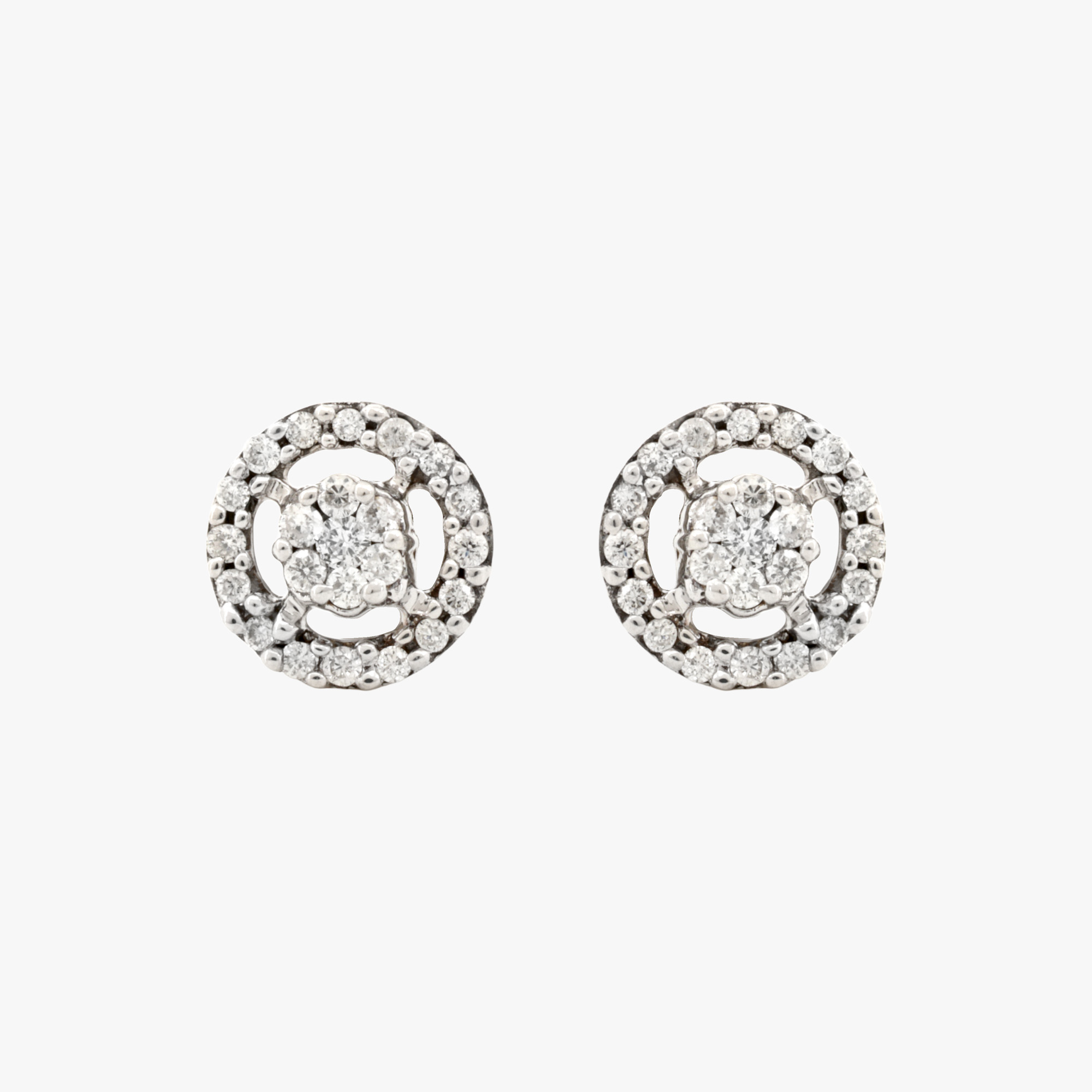 Pair of white gold earrings, decorated with diamonds