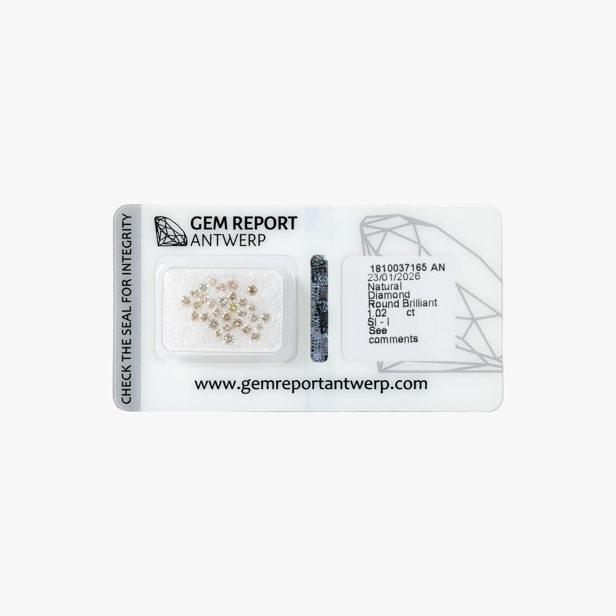 Lot de 30 diamante, cca. 1,02 ct., însoțit de certificat Gem Report Antwerp
