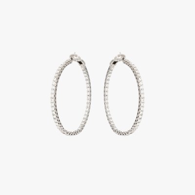 Pair of white gold earrings, decorated with approximately 8.00 ct. diamonds, accompanied by an additional gemological certificate