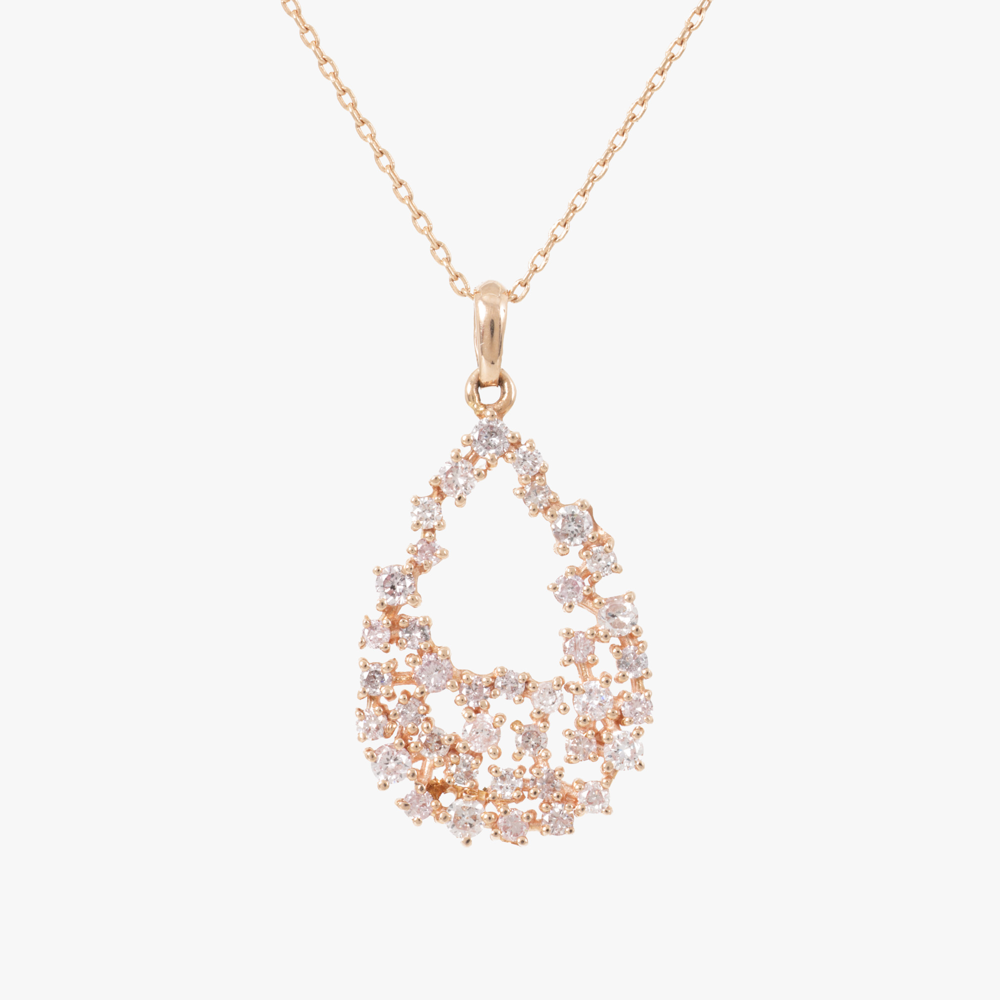 Lanț cu pandantiv din aur roz, ornat cu diamante fancy pink