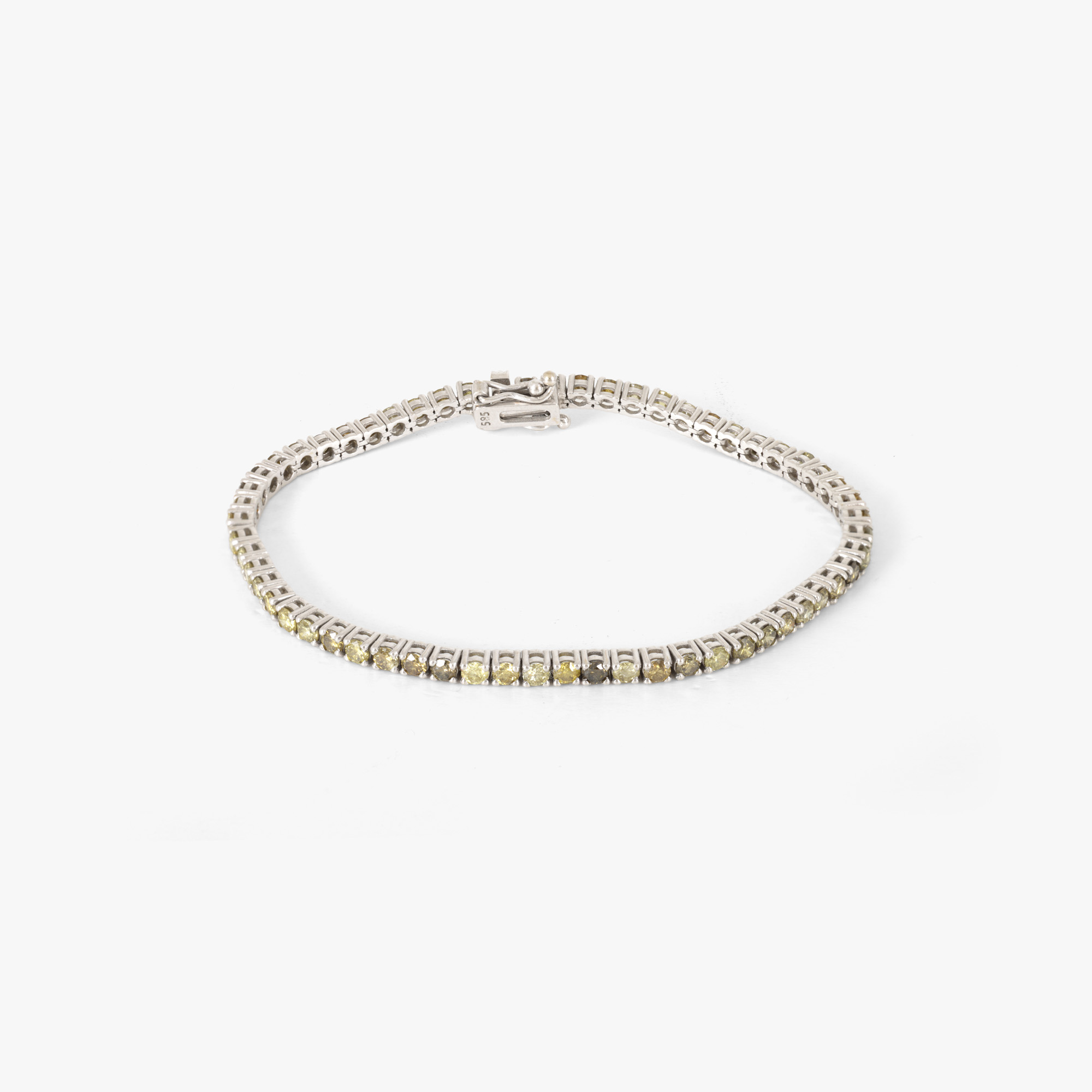 White gold tennis bracelet, decorated with fancy yellow diamonds, accompanied by an AIG gemological certificate