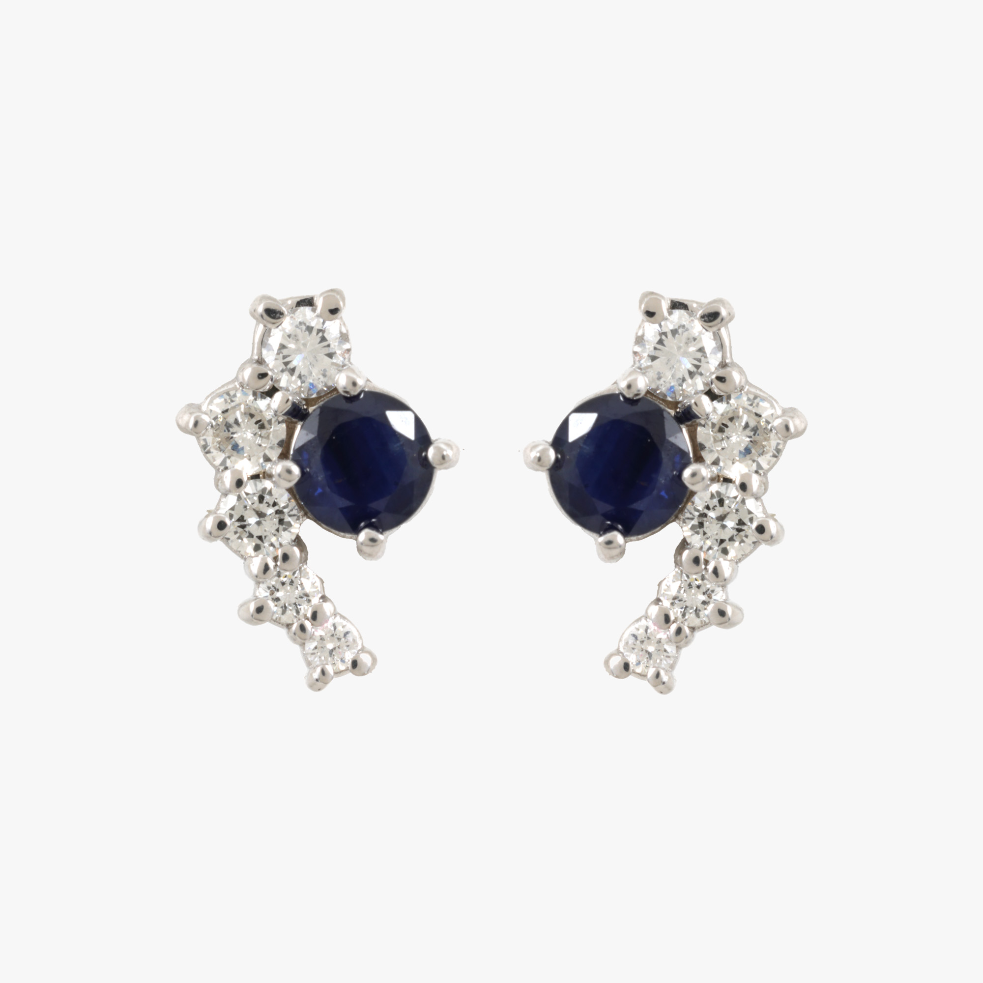 Pair of white gold earrings, decorated with sapphires and diamonds