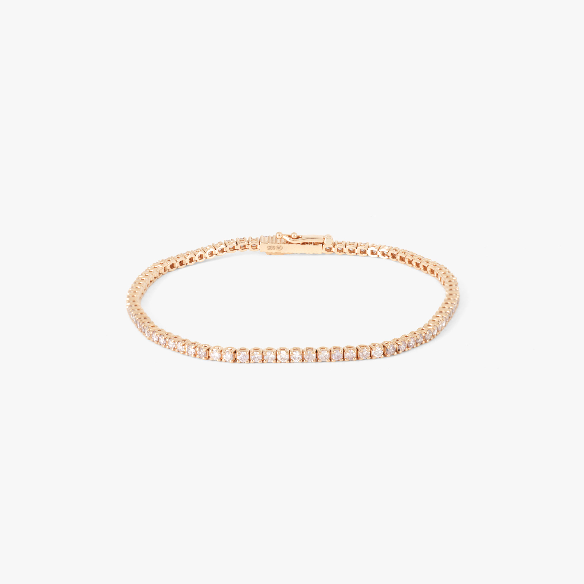 Brățară tennis din aur roz, decorată cu diamante fancy pink, cca. 2,25 ct., însoțită de certificat gemologic GCI