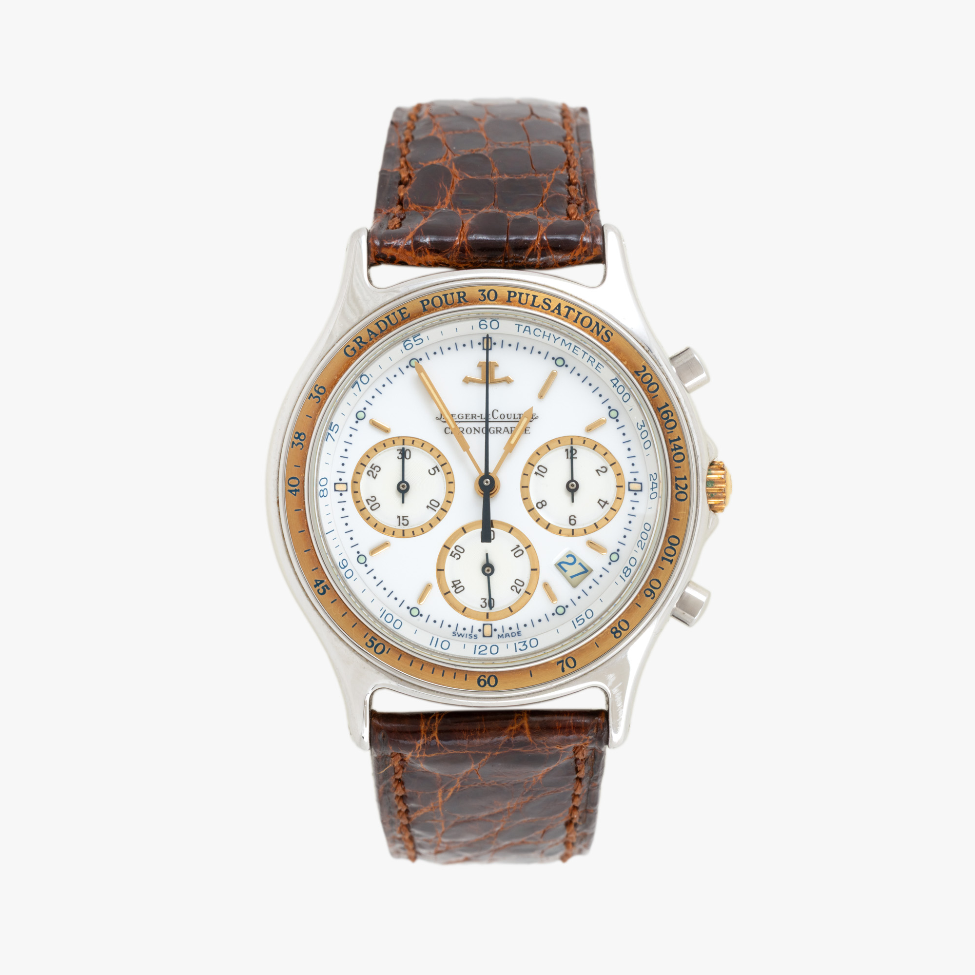 Ceas Jaeger-LeCoultre Heraion Chronograph, din aur și oțel, de mână, unisex