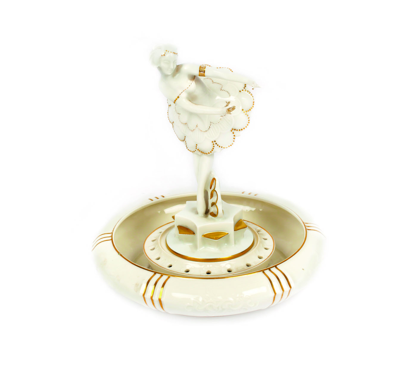 Vide-poche Art Deco din porţelan bavarez, reprezentând o balerină, designer Karl Tutter, cca. 1920