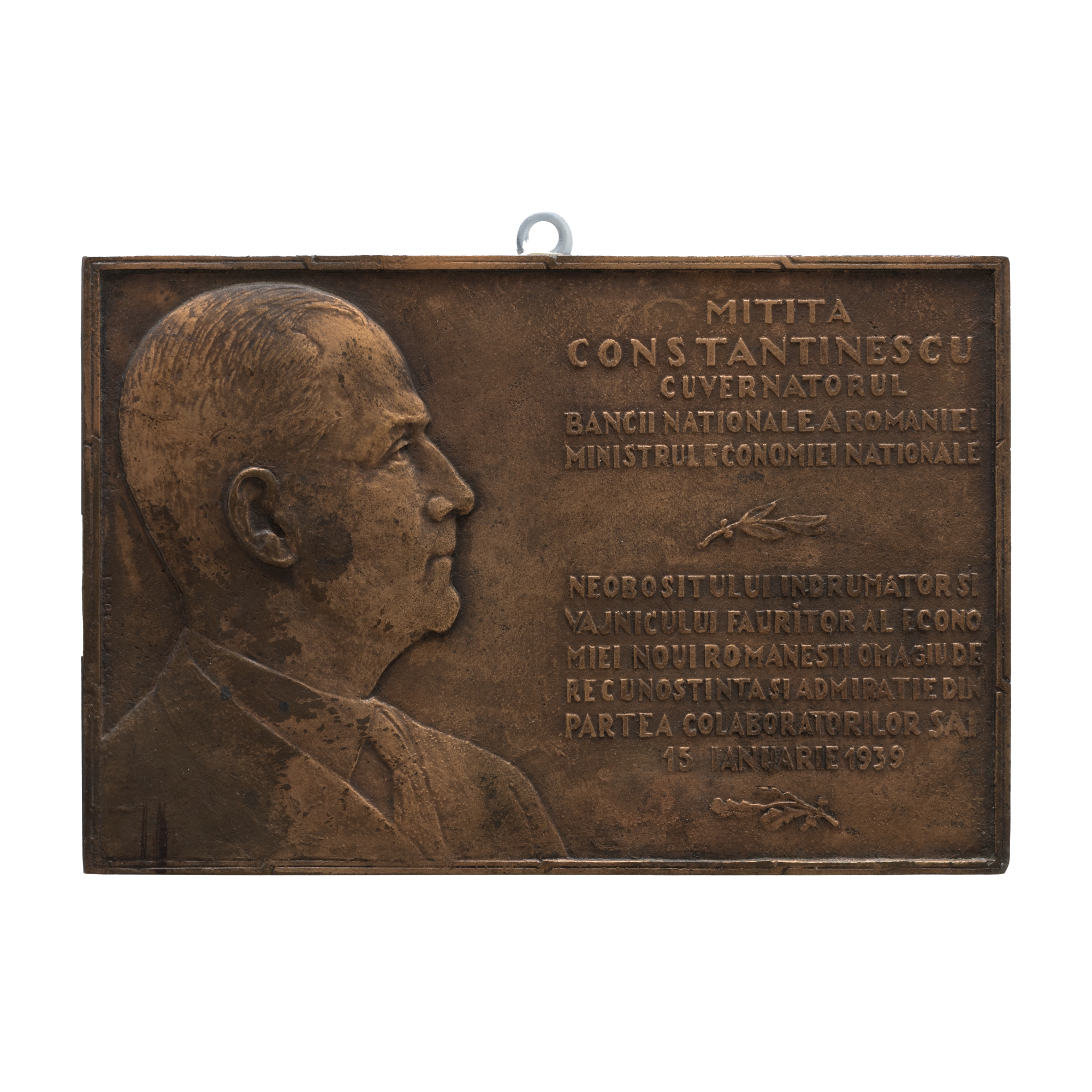 Machetă originală ”Mitiță Constantinescu, guvernatorul B.N.R.”, gravor Emil Wilhelm Becker, 1939