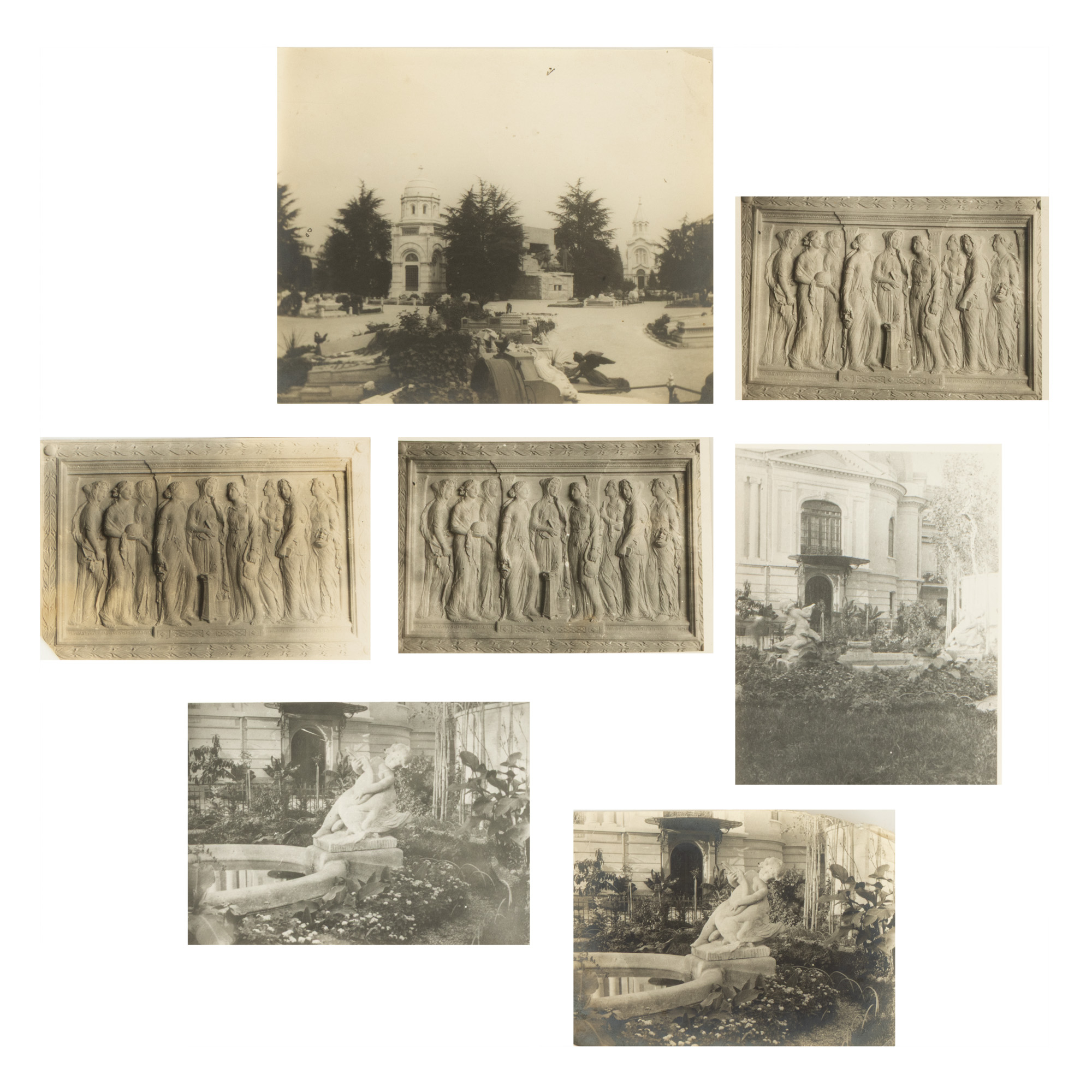 Lot consisting of seven photos illustrating the headquarters of the Iuliu Barasch Foundation in Bucharest, with decorations made by Emil W. Becker, interwar period, coming from the personal archive of the artist.