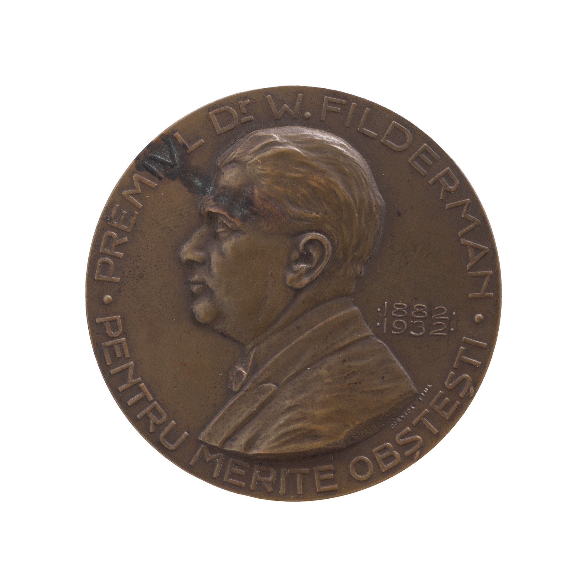 Medal "Dr. W. Filderman Award for Public Merits, 1882-1932", engravers Gheorghe Stănescu and Carniol son, 1932