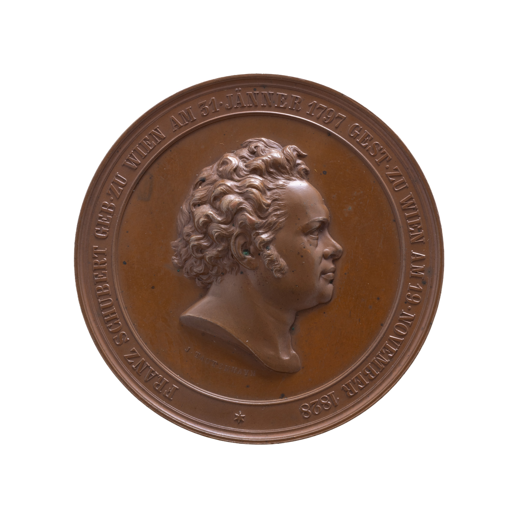 Medalie ”Inaugurarea monumentului dedicat lui Franz Schubert din Viena”, gravor Joseph Tautenhayn, 1872