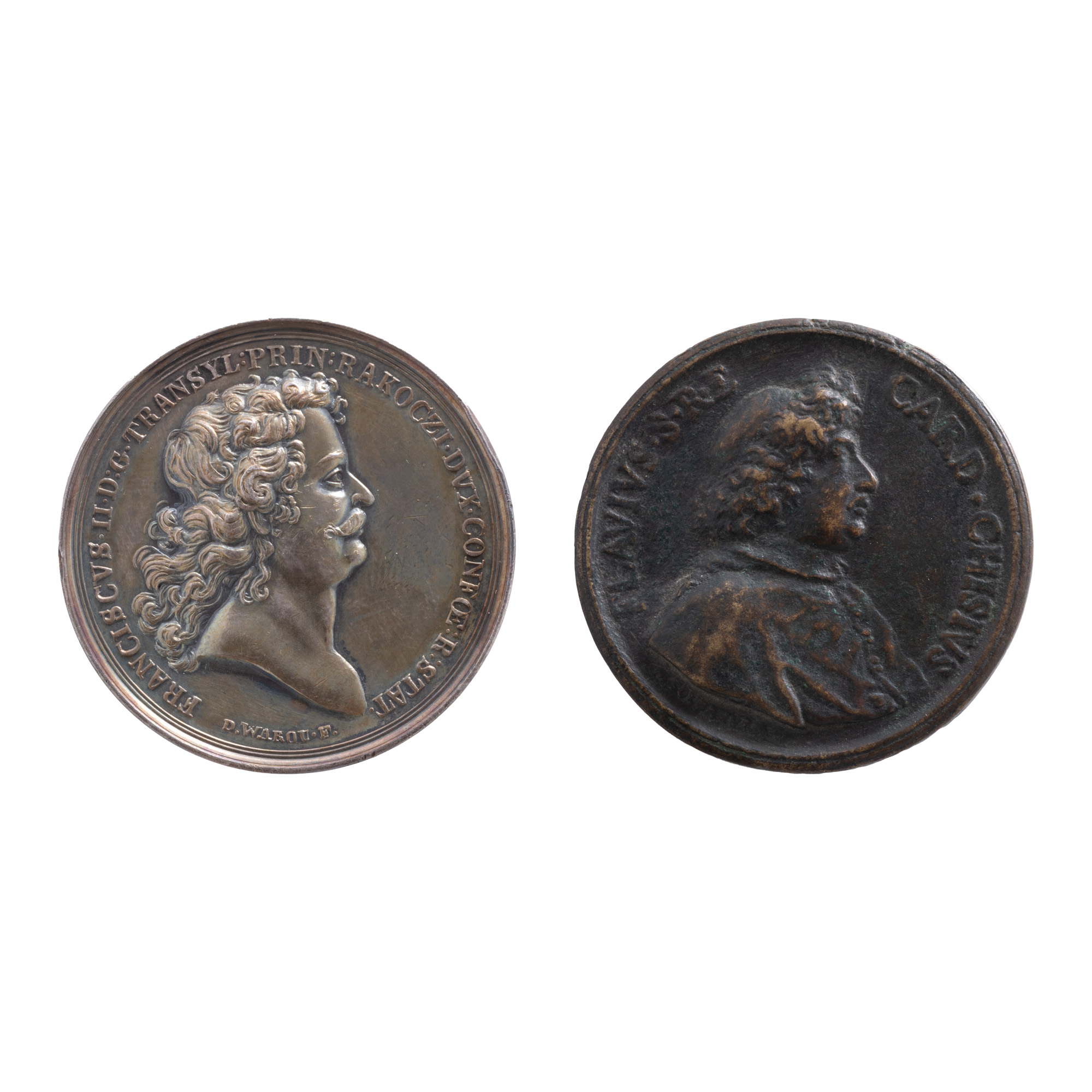 Lot format din medalie ”Francisc II Rakoczy”, gravor Daniel Warou, cca. 1703, și medalie ”Cardinalul Flavius Chisius”, gravor Massimiliano Soldani Benzi, cca. 1680