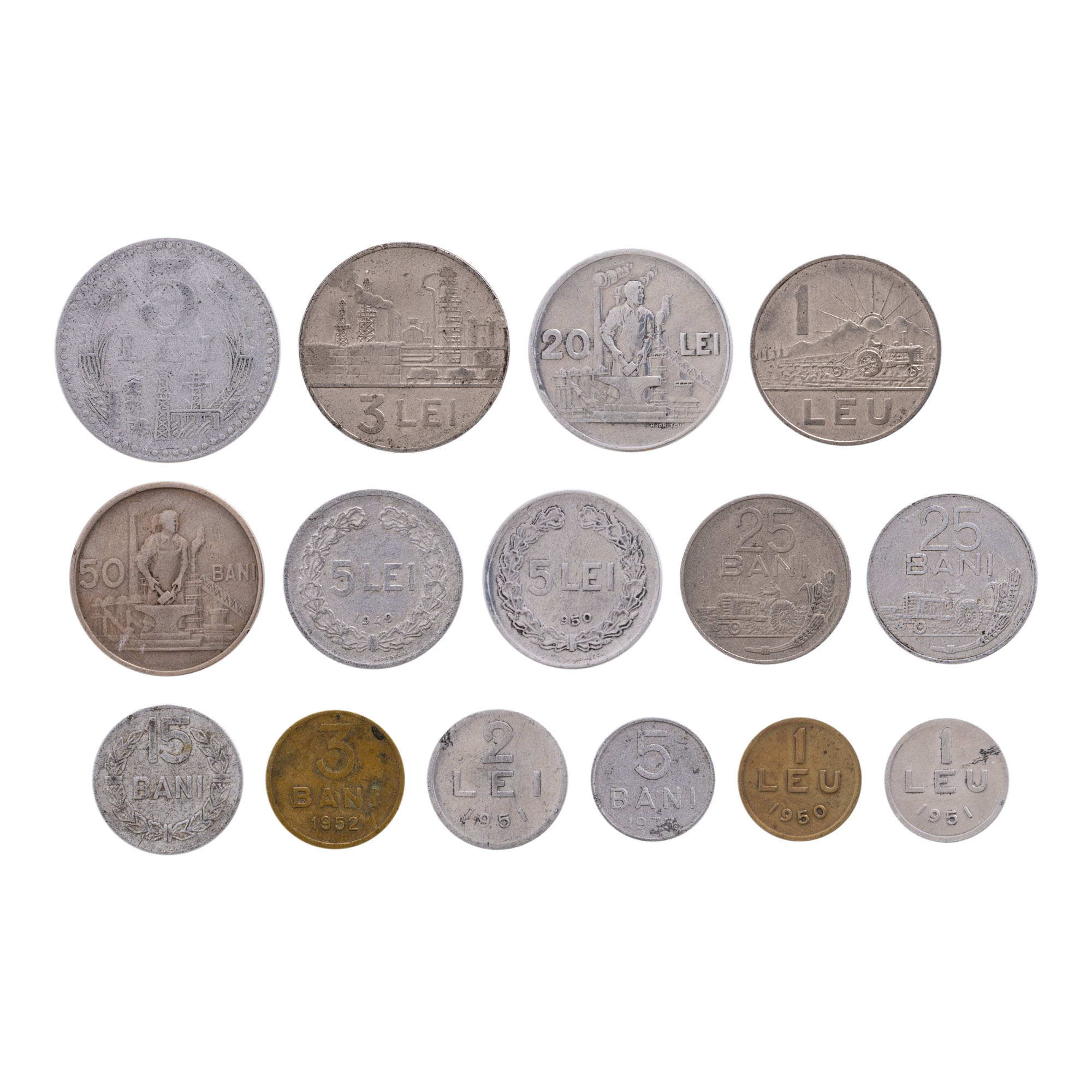 Lot format din 15 monede românești, 1949-1982
