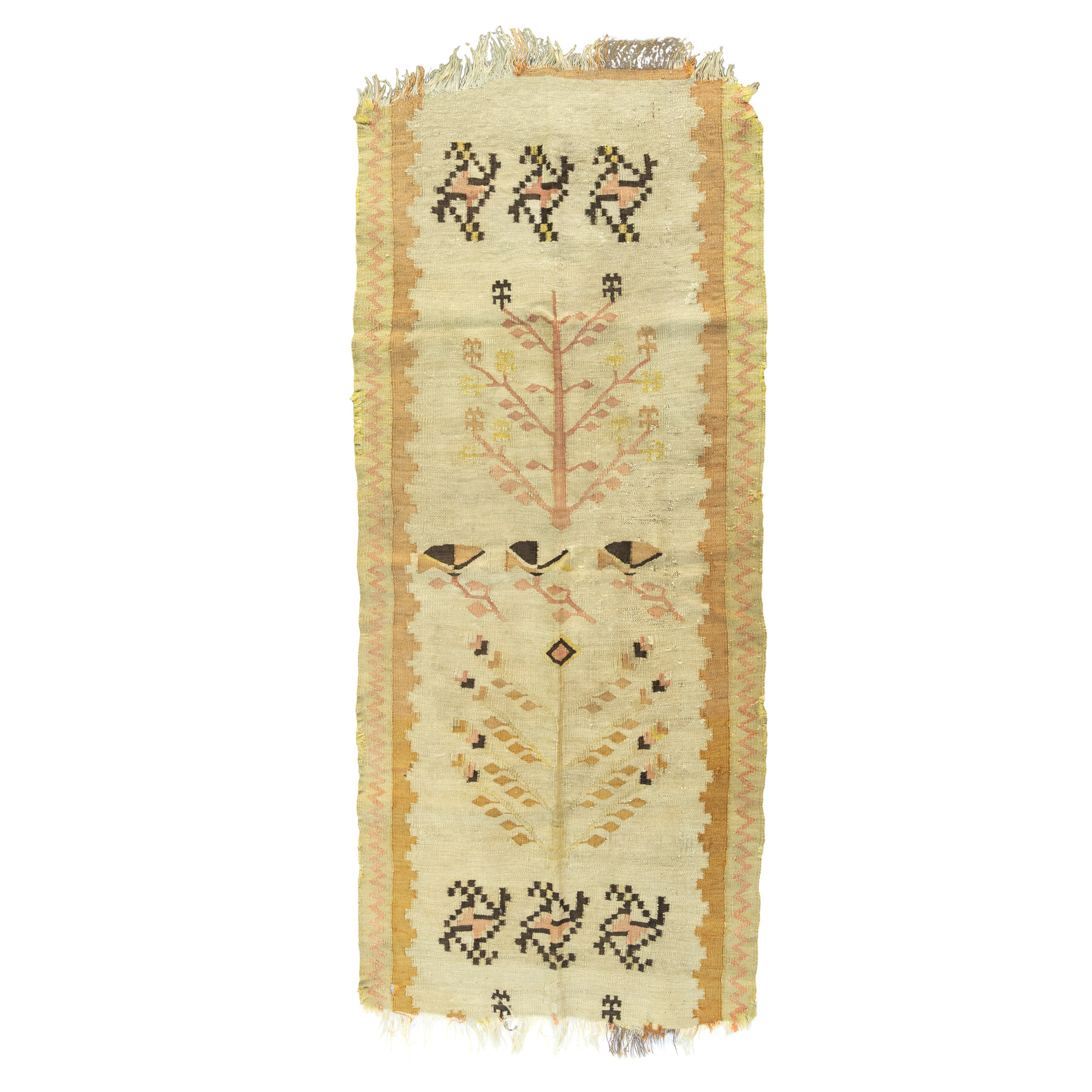 Covor Kilim din lână, decorat cu pomul vieții, începutul sec. XX