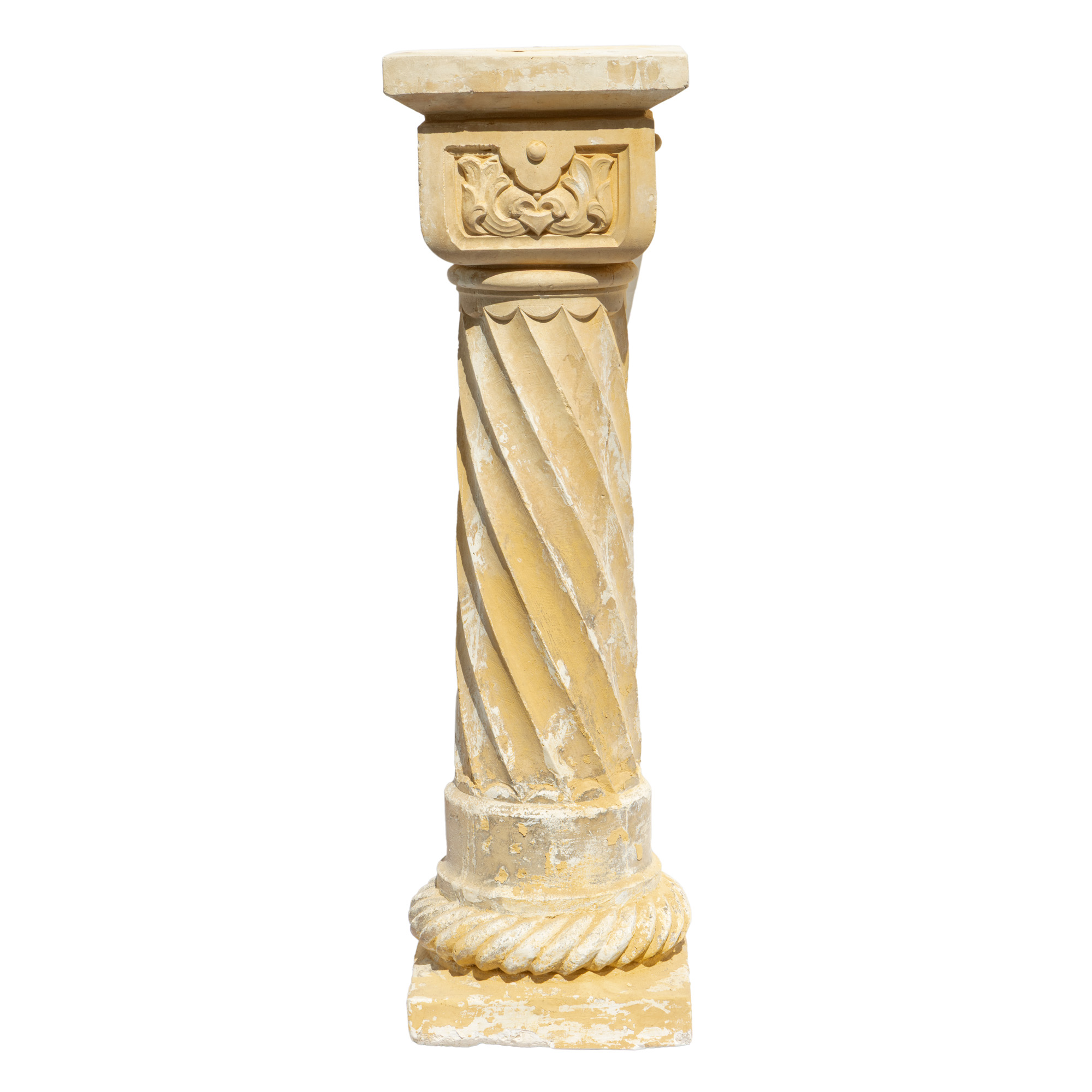 Soclu de interior, cu fus în torsadă și decorat cu motive vegetale