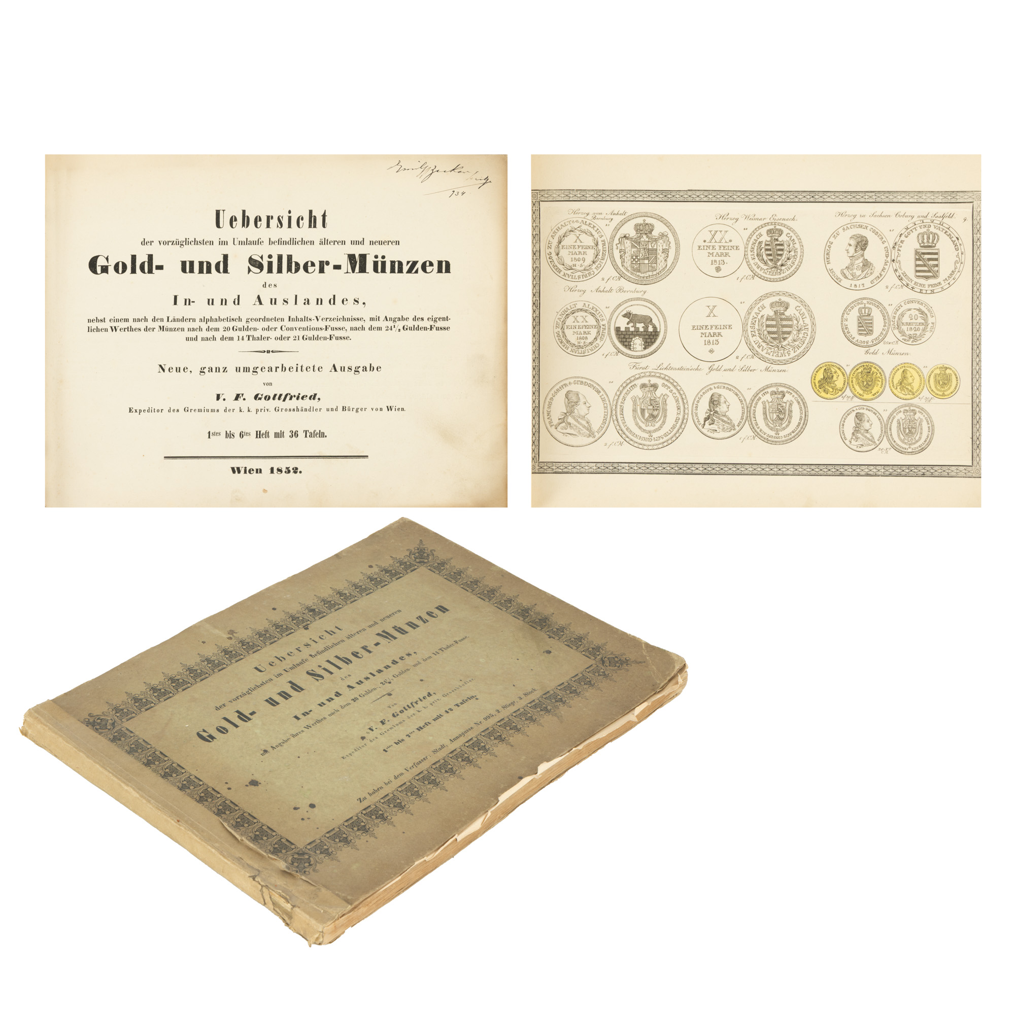 "Overview of the Most Important Old and New Gold and Silver Coins in Circulation at Home and Abroad" by V.F. Gottfried, German, Vienna, 1852