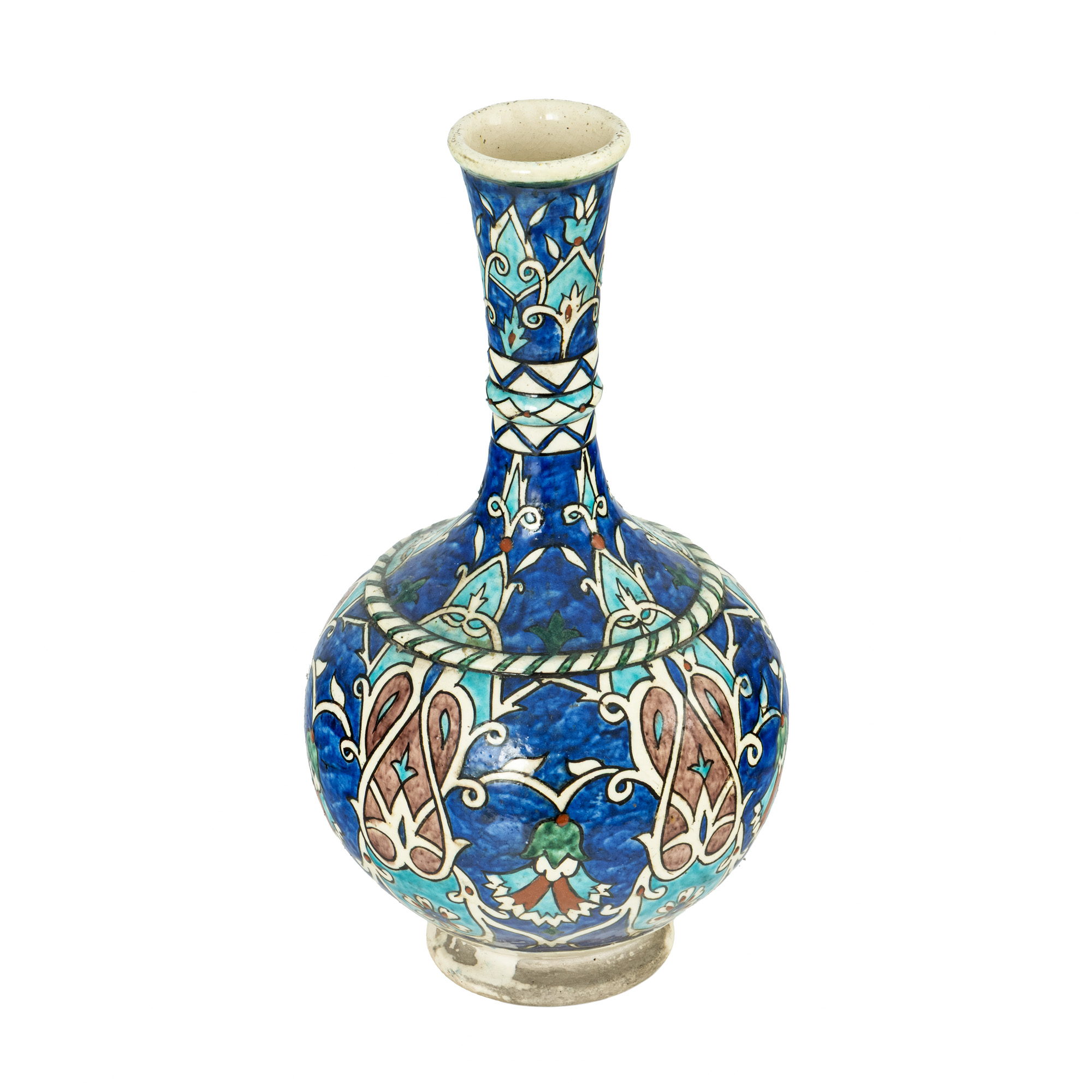 Vas Kütahya, din ceramică glazurată, decorat cu motive specifice tip rumi, Turcia, sfârșitul sec. XIX