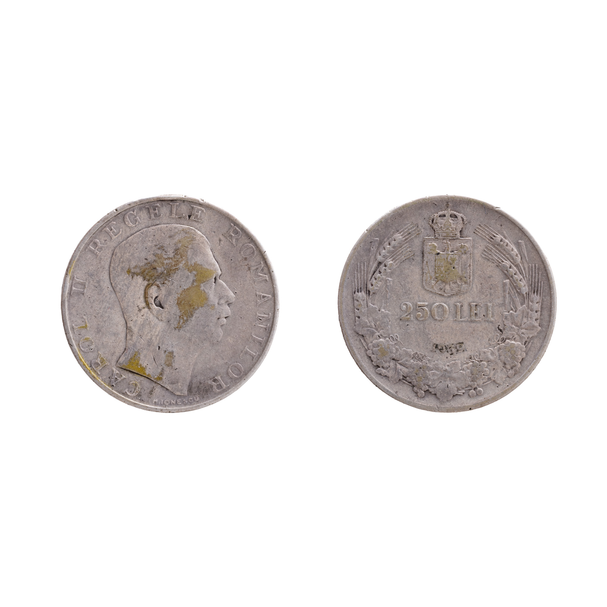 250 Lei Coin, Carol II, 1939, Silver