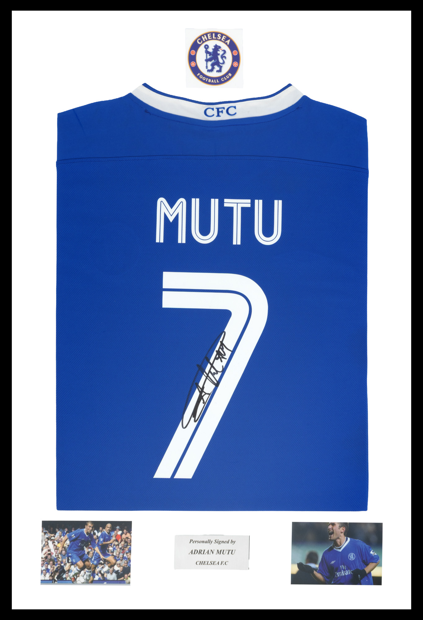 Tricou F.C. Chelsea, cu semnătura olografă a lui Adrian Mutu, înrămat