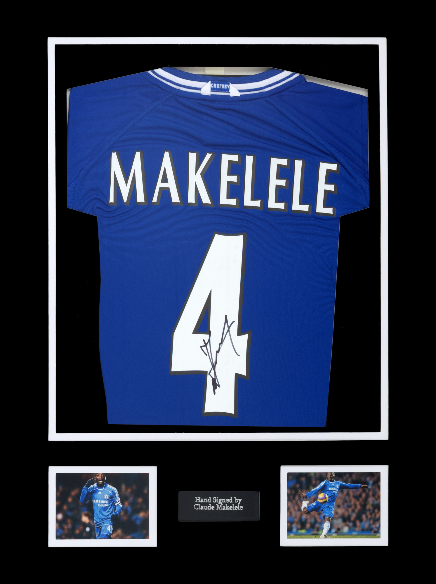 Tricou F.C. Chelsea, cu semnătura olografă a lui Claude Makélélé, înrămat