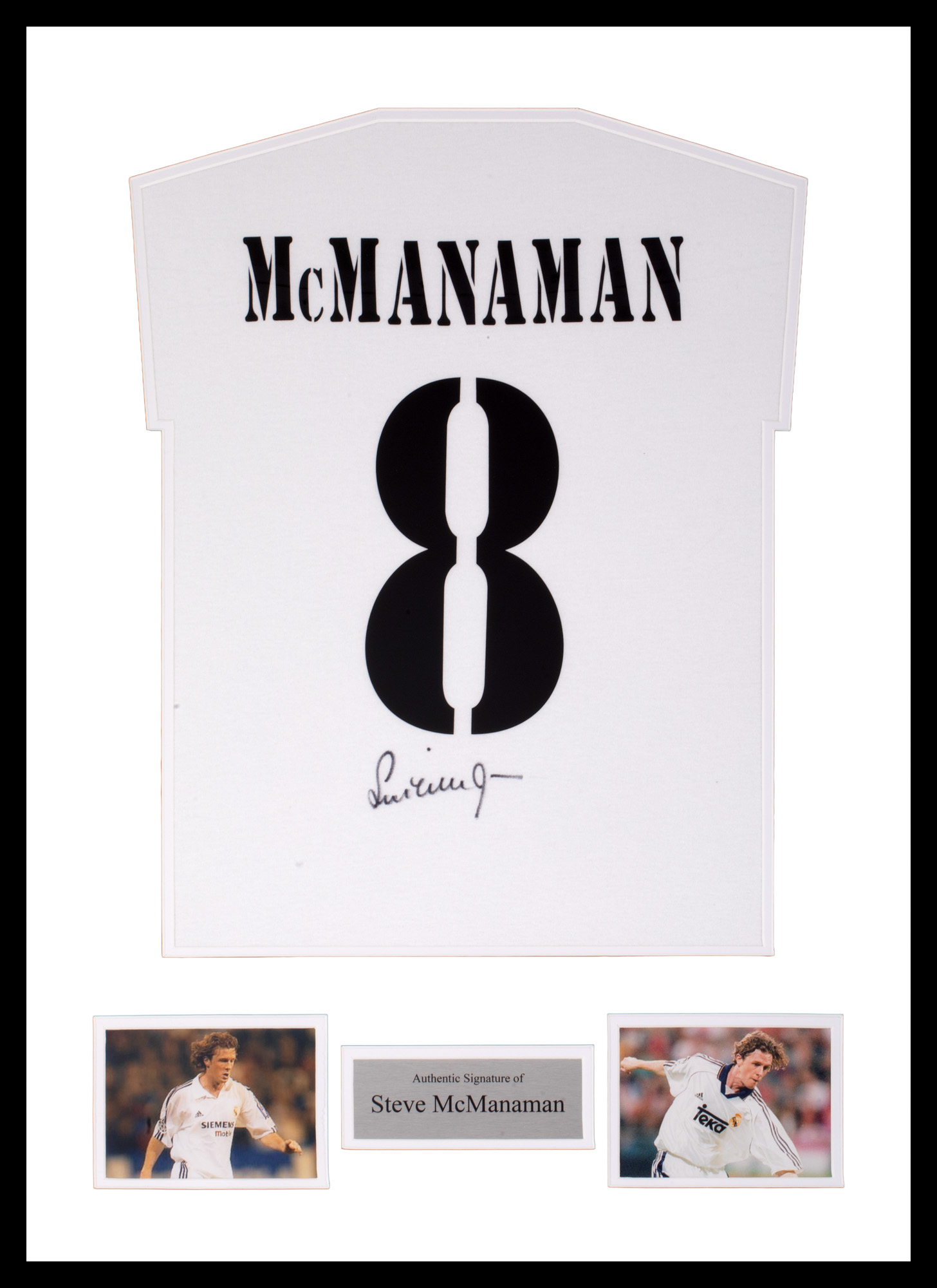 Tricou Real Madrid, cu semnătura olografă a lui Steve McManaman, înrămat