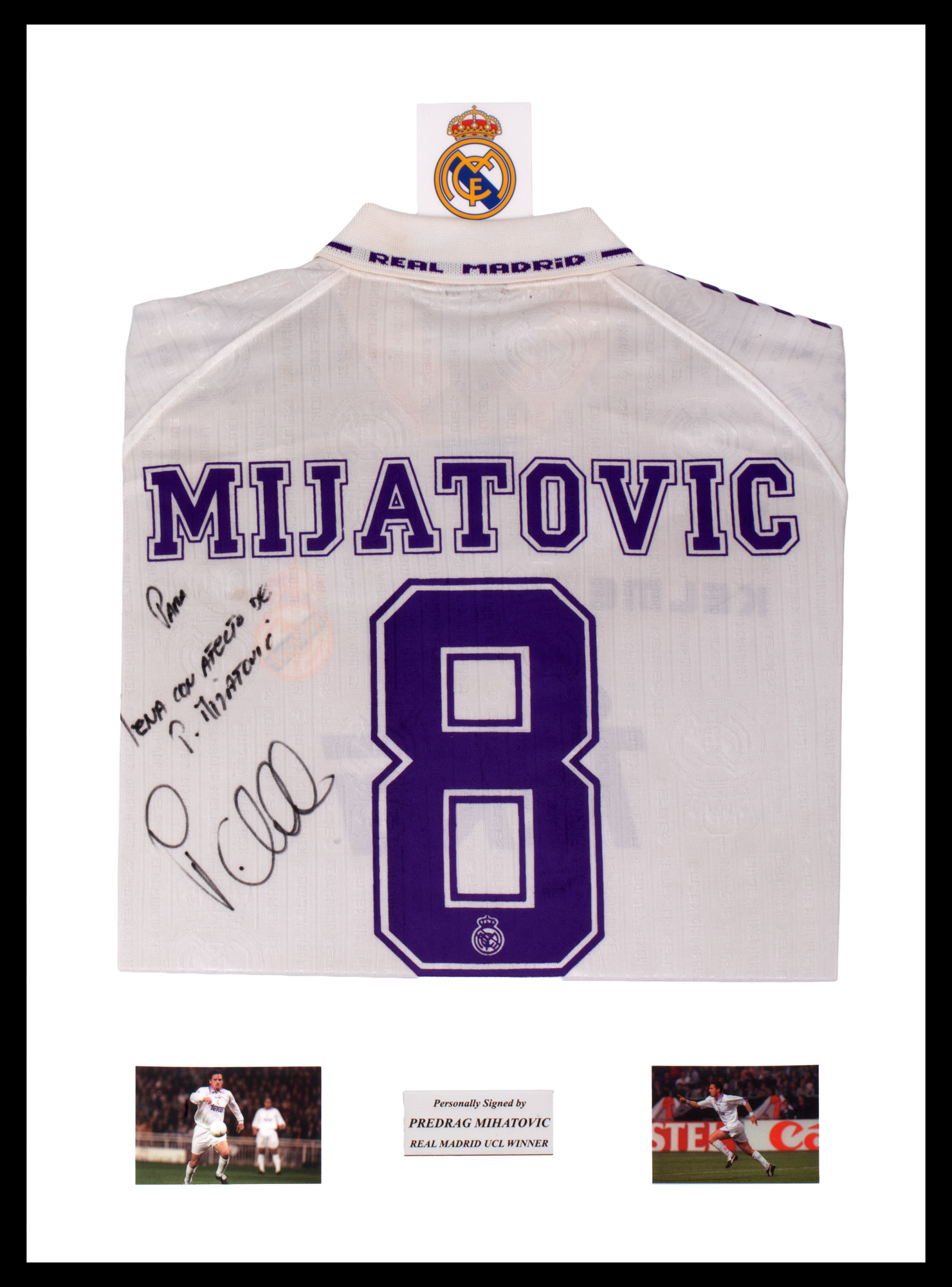 Tricou Real Madrid, cu semnătura olografă a lui Predrag Mijatović, înrămat