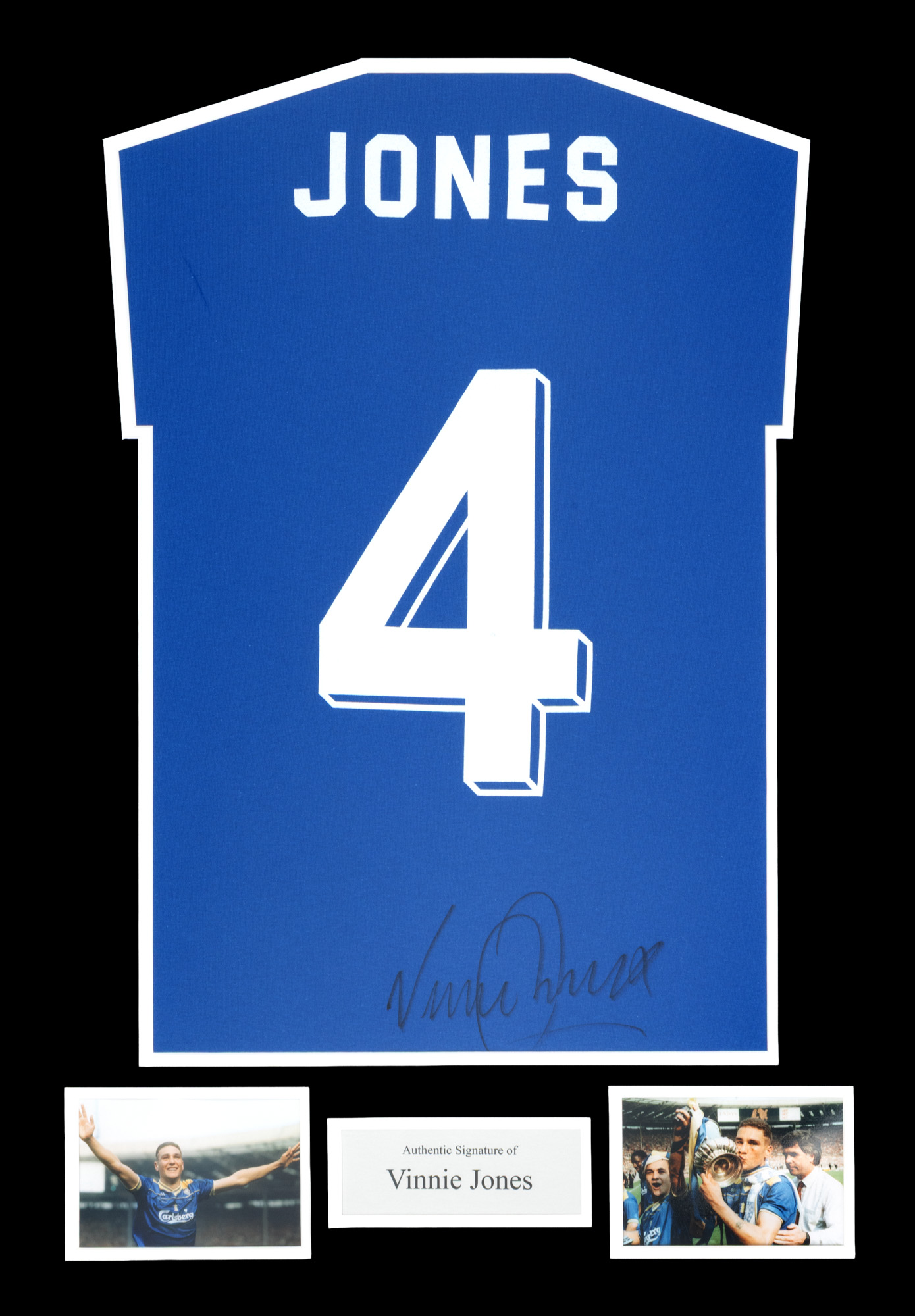 Tricou F.C. Wimbledon, cu semnătura olografă a lui Vinnie Jones, înrămat