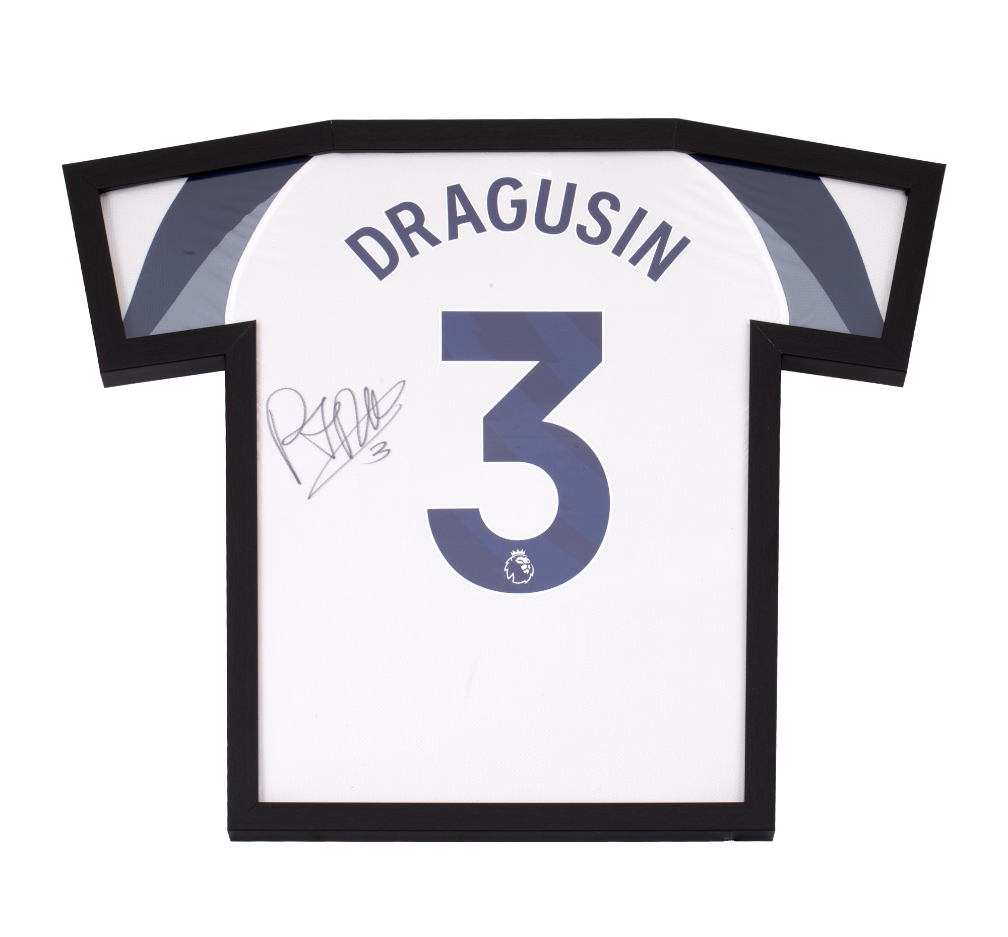 Tricou Tottenham Hotspur, cu semnătura olografă a lui Radu Drăgușin, înrămat