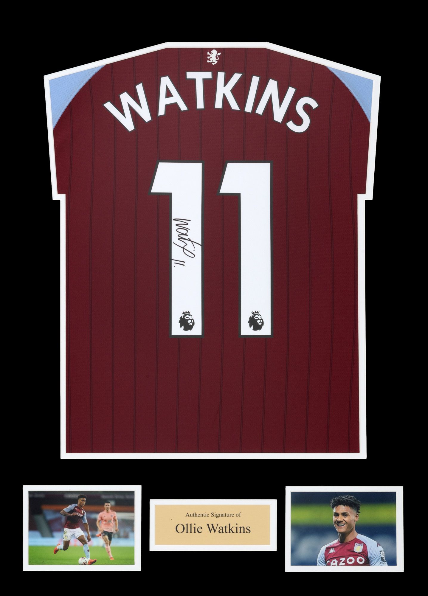 Tricou F.C. Aston Villa, cu semnătura olografă a lui Ollie Watkins, înrămat