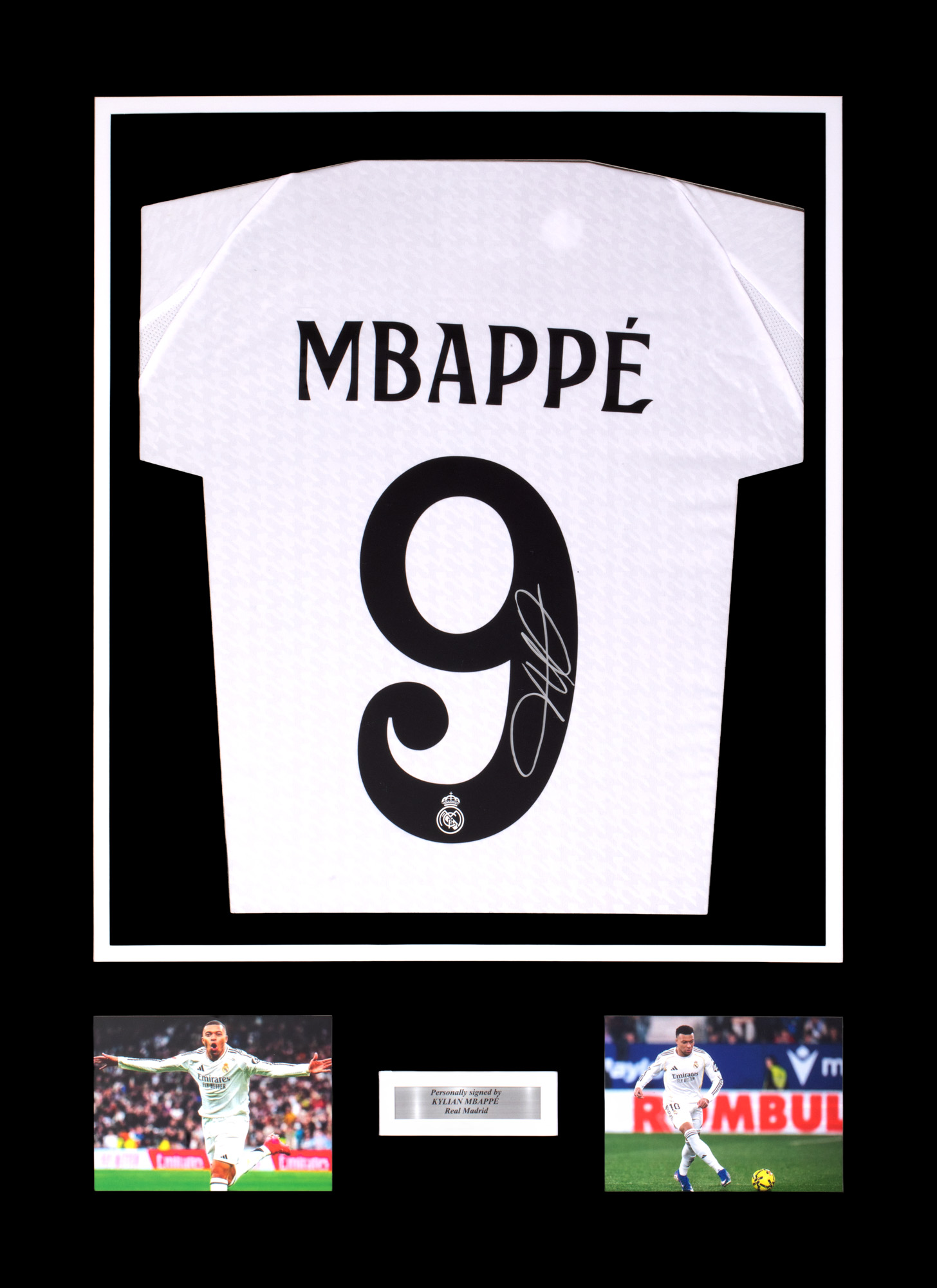 Tricou Real Madrid, cu semnătura olografă a lui Kylian Mbappé, înrămat