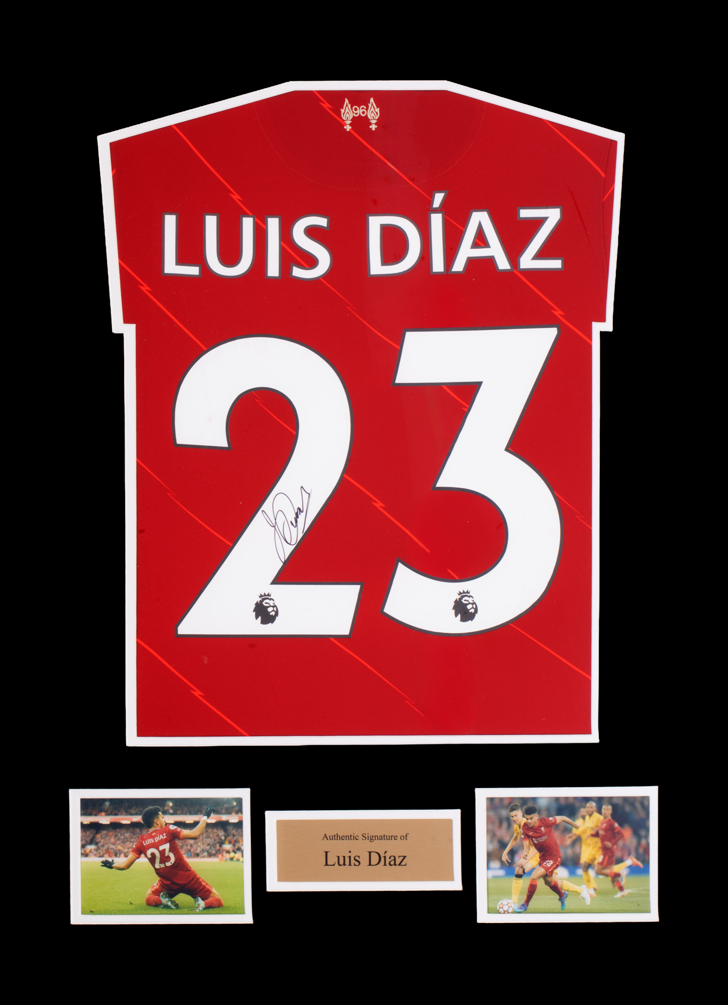 Tricou F.C. Liverpool, cu semnătura olografă a lui Luis Díaz, înrămat