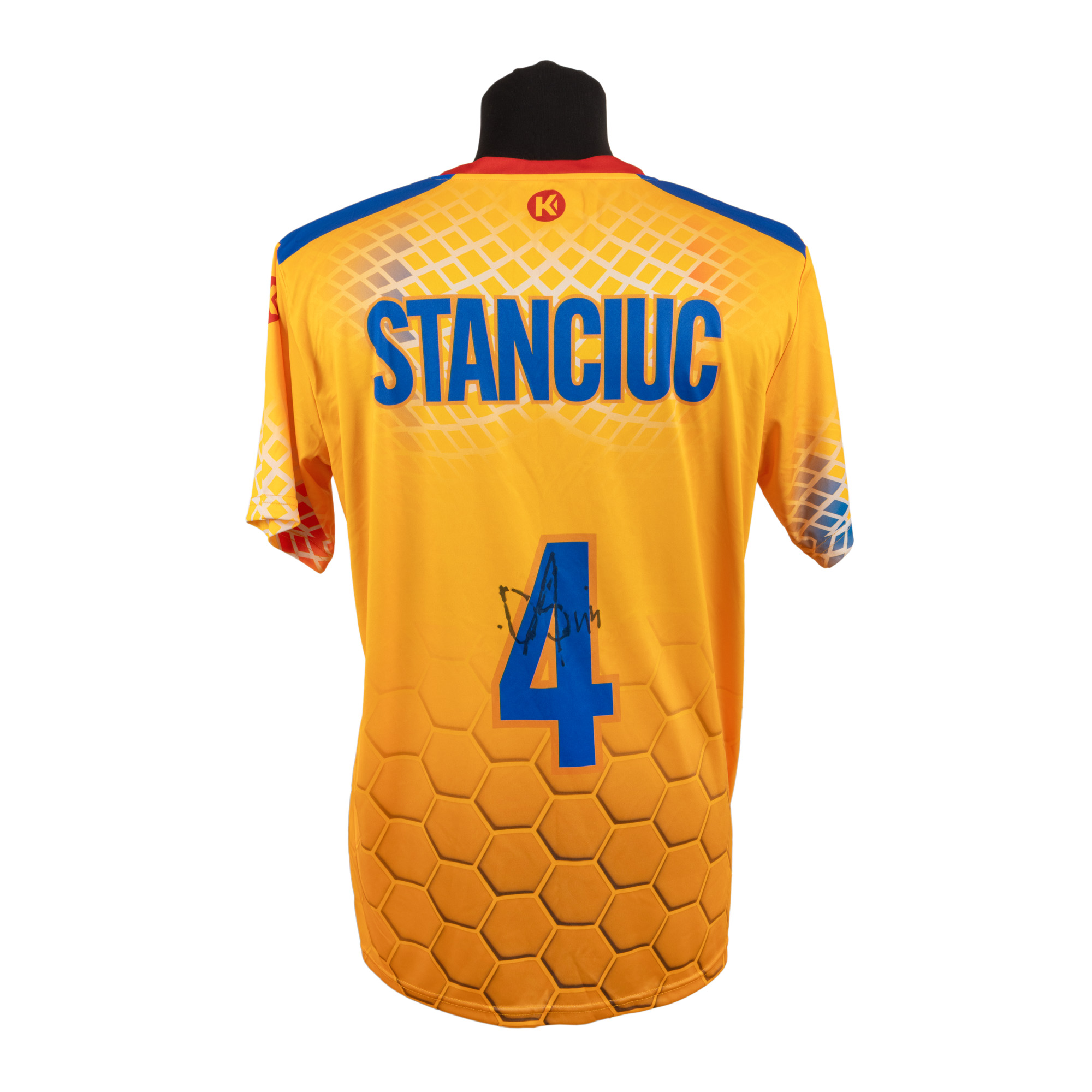 Tricou de handbal, al echipei naționale a României, cu semnătura olografă a lui Daniel Stanciuc