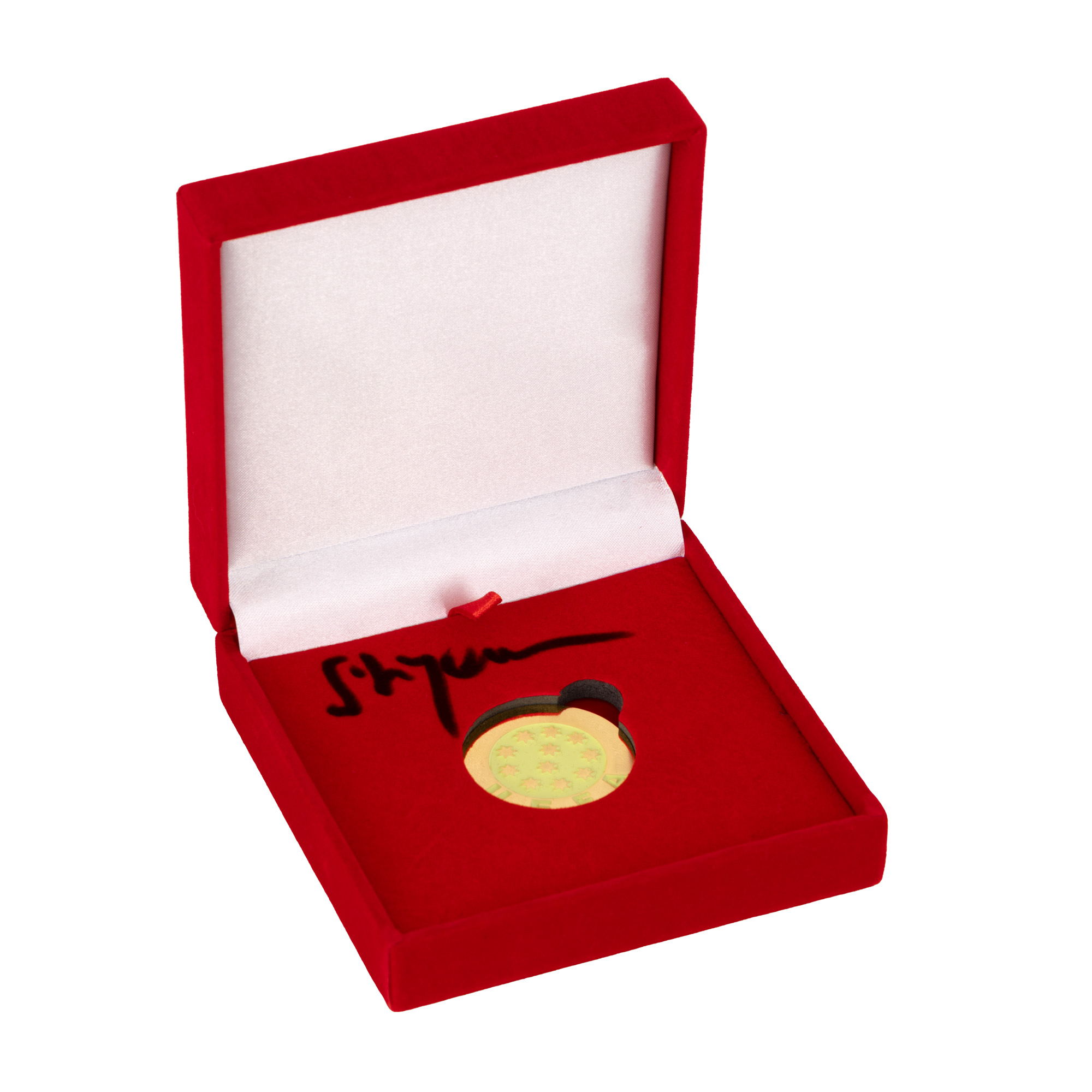 Medalie model Cupa Campionilor Europeni 1986, cu semnătura olografă a  lui Dan Stîngaciu