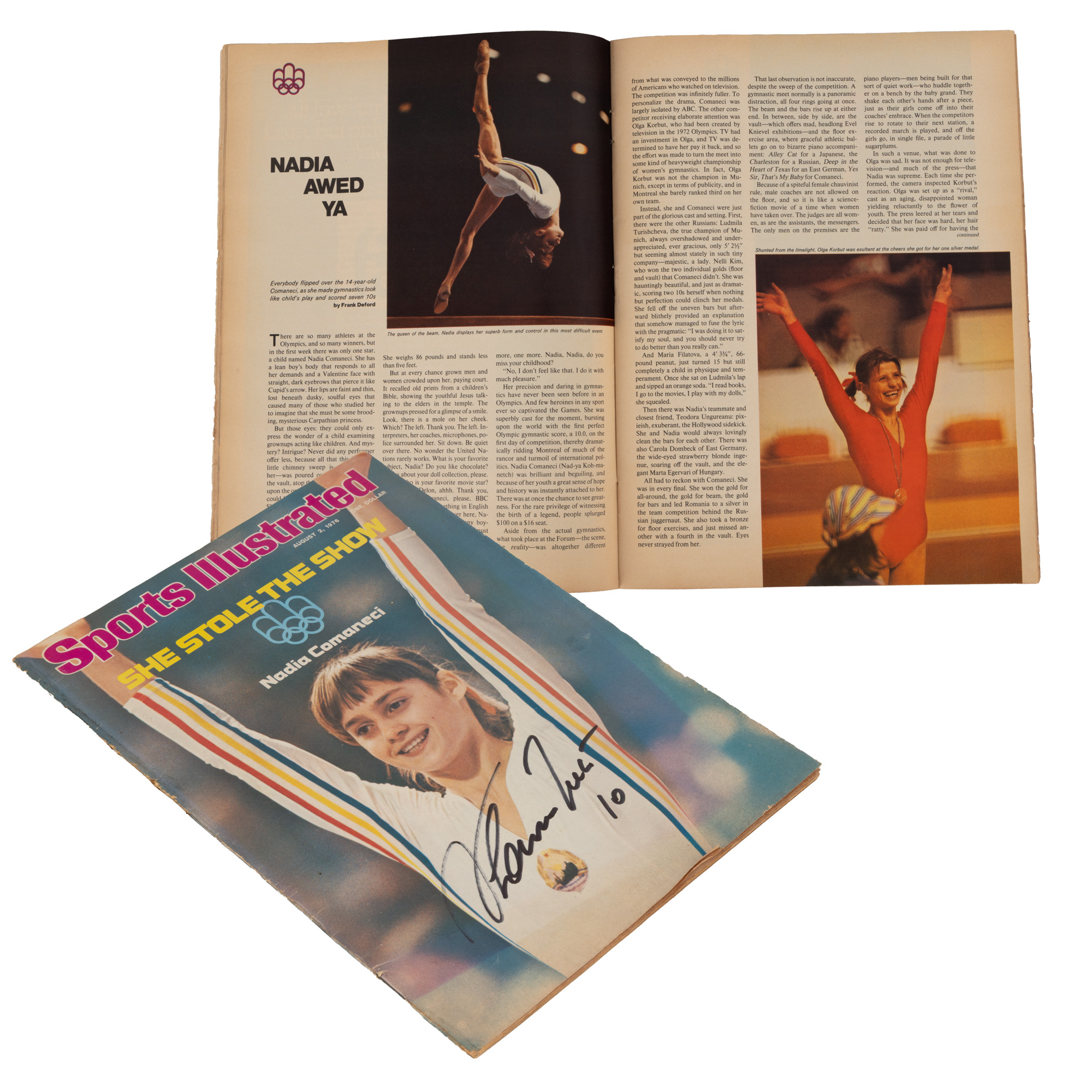 Revista „Sports Illustrated”, 2 august 1976, cu semnătura olografă a Nadiei Comăneci