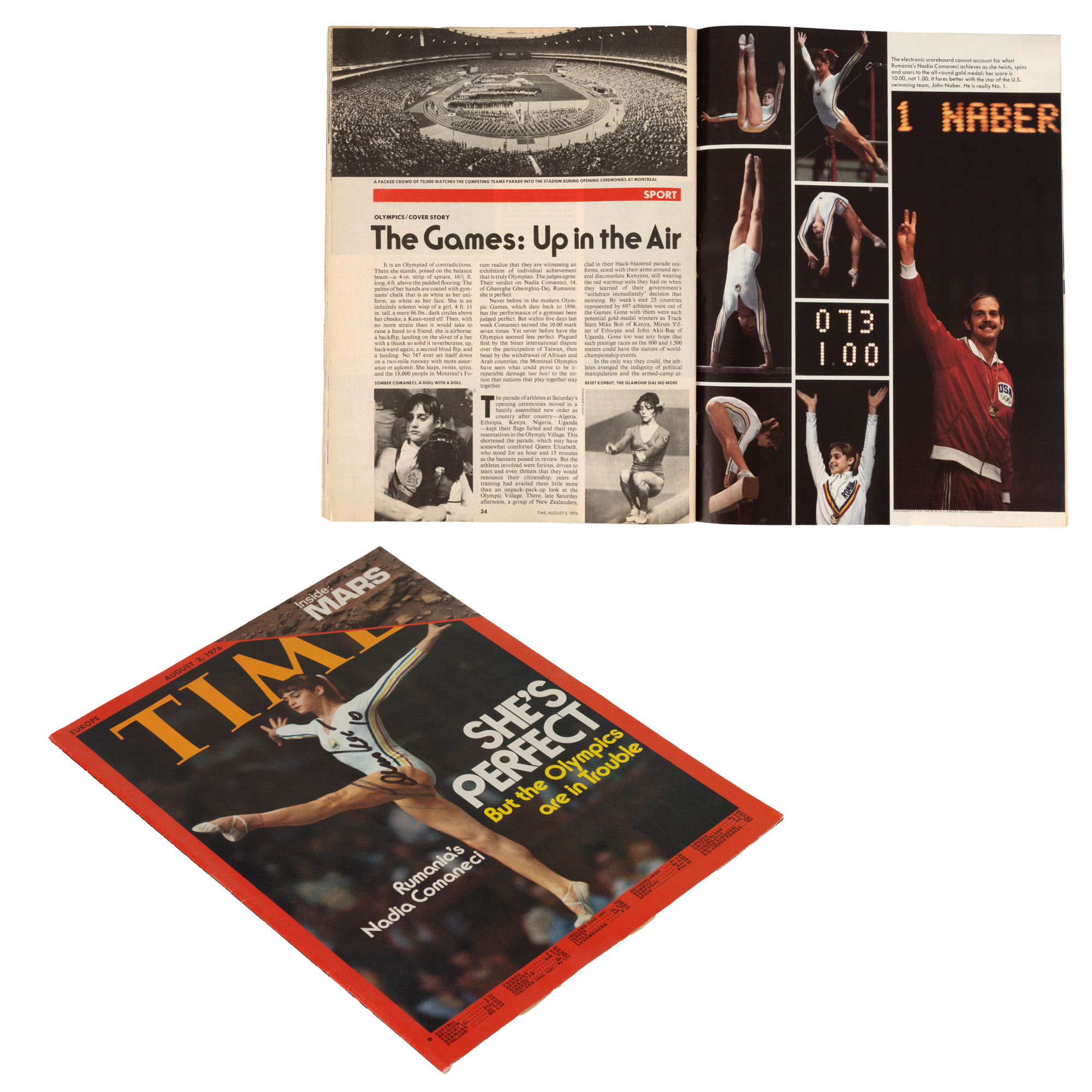 Revista „Time”, 2 august 1976, cu semnătura olografă a Nadiei Comăneci