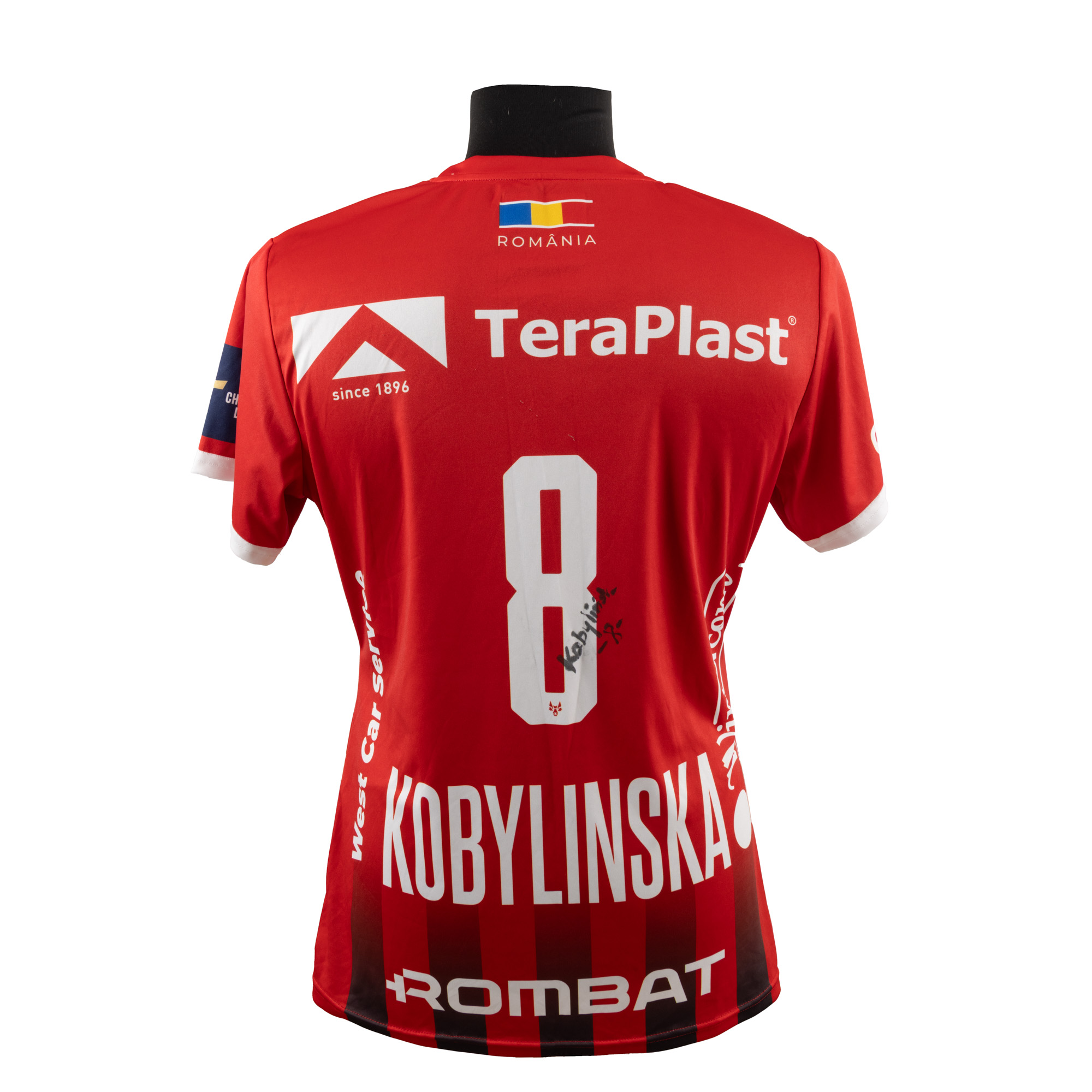 Tricou de handbal, Gloria Bistrița, cu semnătura olografă a sportivei Monika Kobylińska