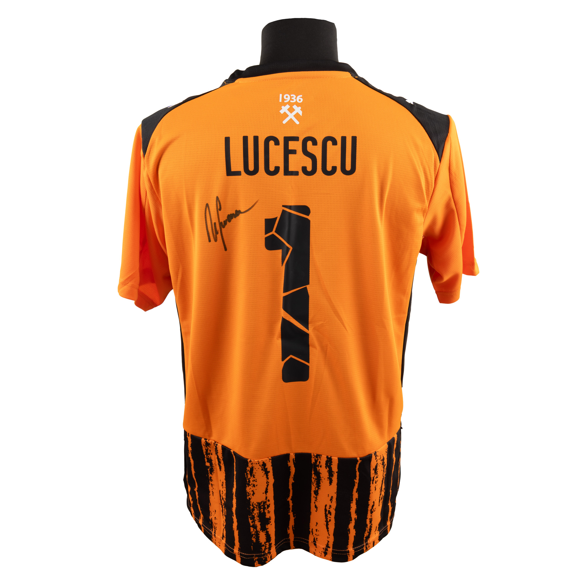 Tricou FC Shakhtar Donetsk, cu semnătura olografă a lui Mircea Lucescu, înrămat