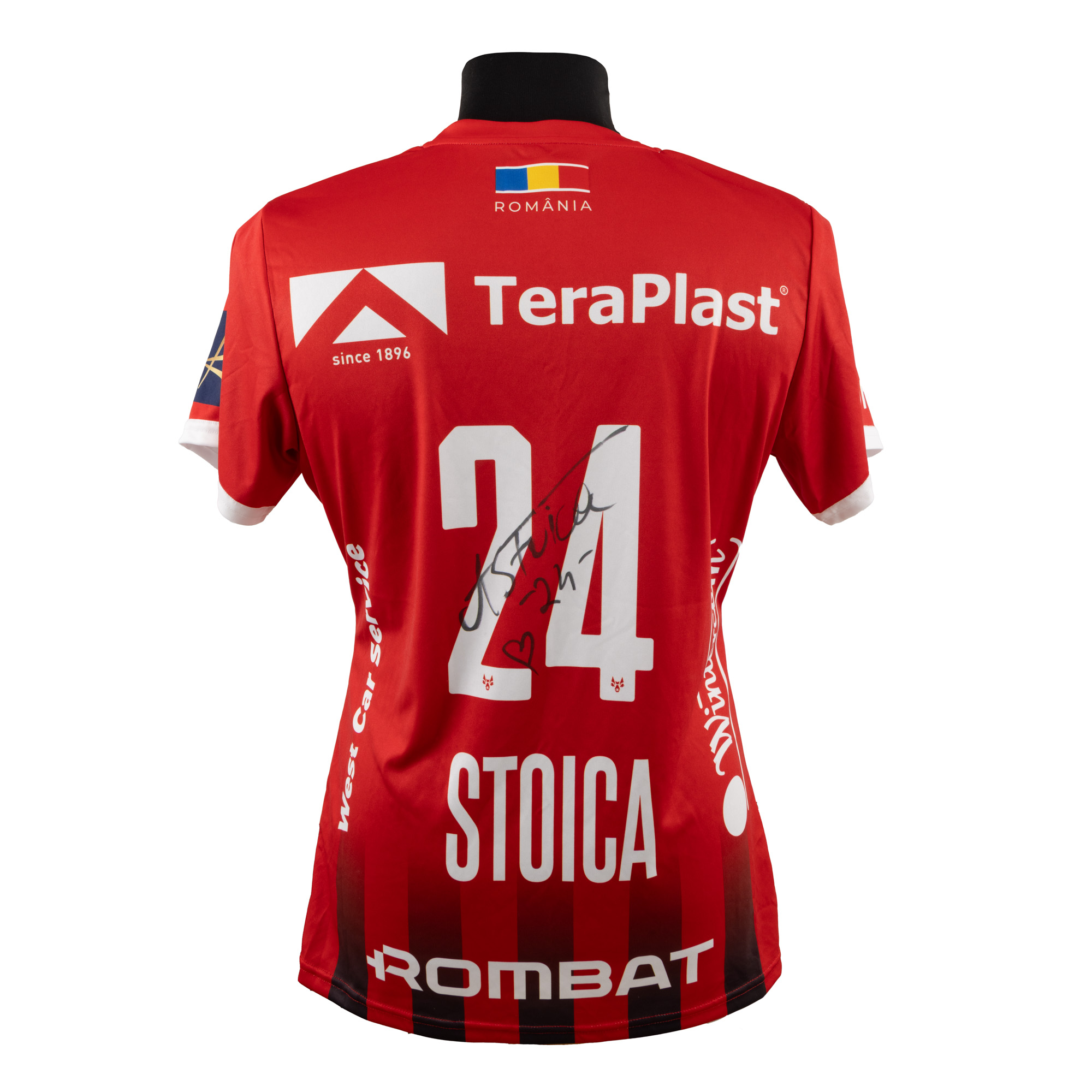 Tricou de handbal, Gloria Bistrița, cu semnătura olografă a Ștefaniei Stoica