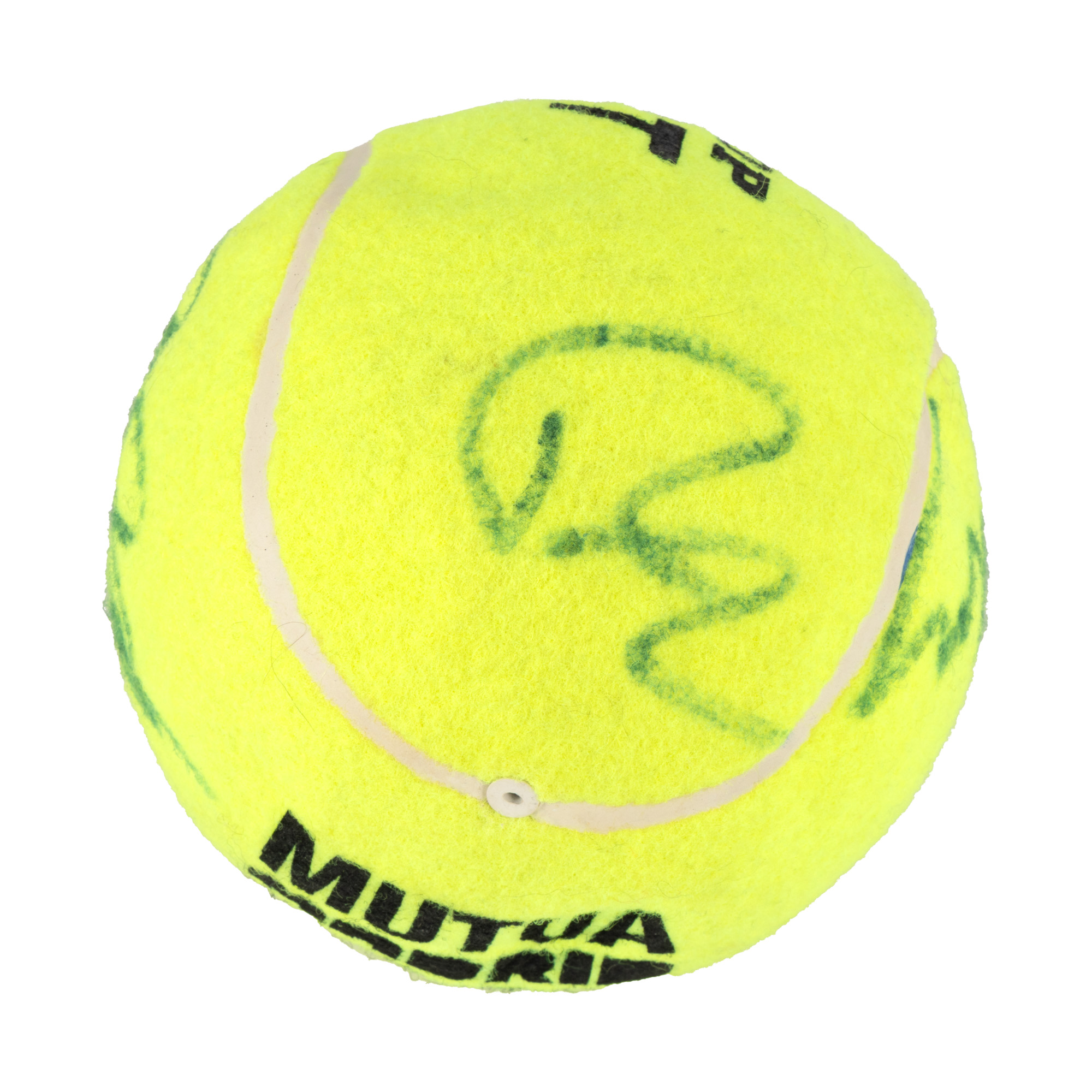 Minge Madrid Open 2013, cu semnăturile olografe ale lui Rafael Nadal, Roger Federer și Andy Murray