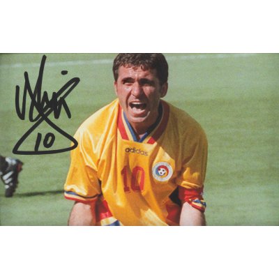 Photograph of Gheorghe Hagi, with his holograph signature, framed